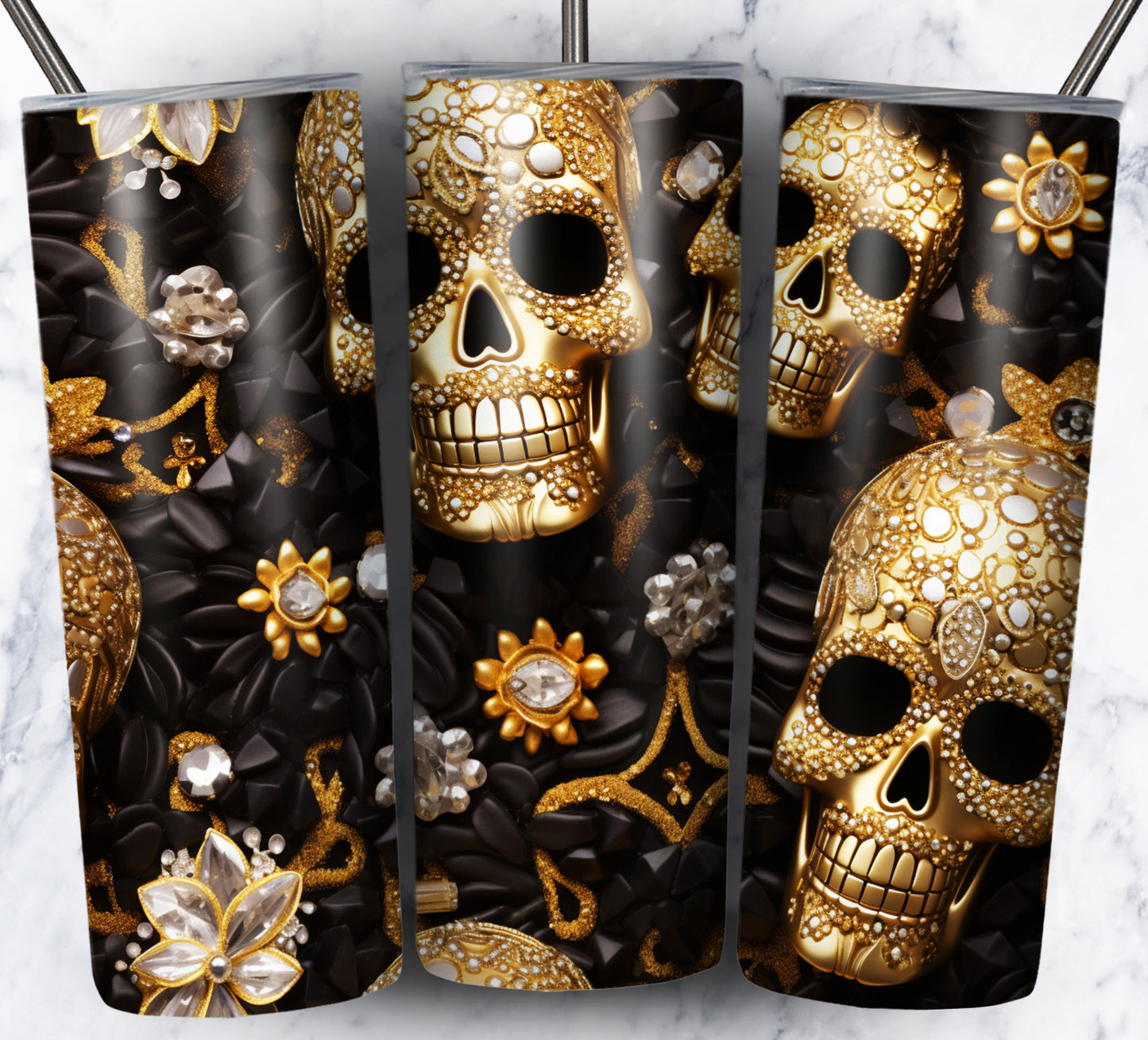 Skull Gems Sublimation 20oz Tumbler Images Bundle