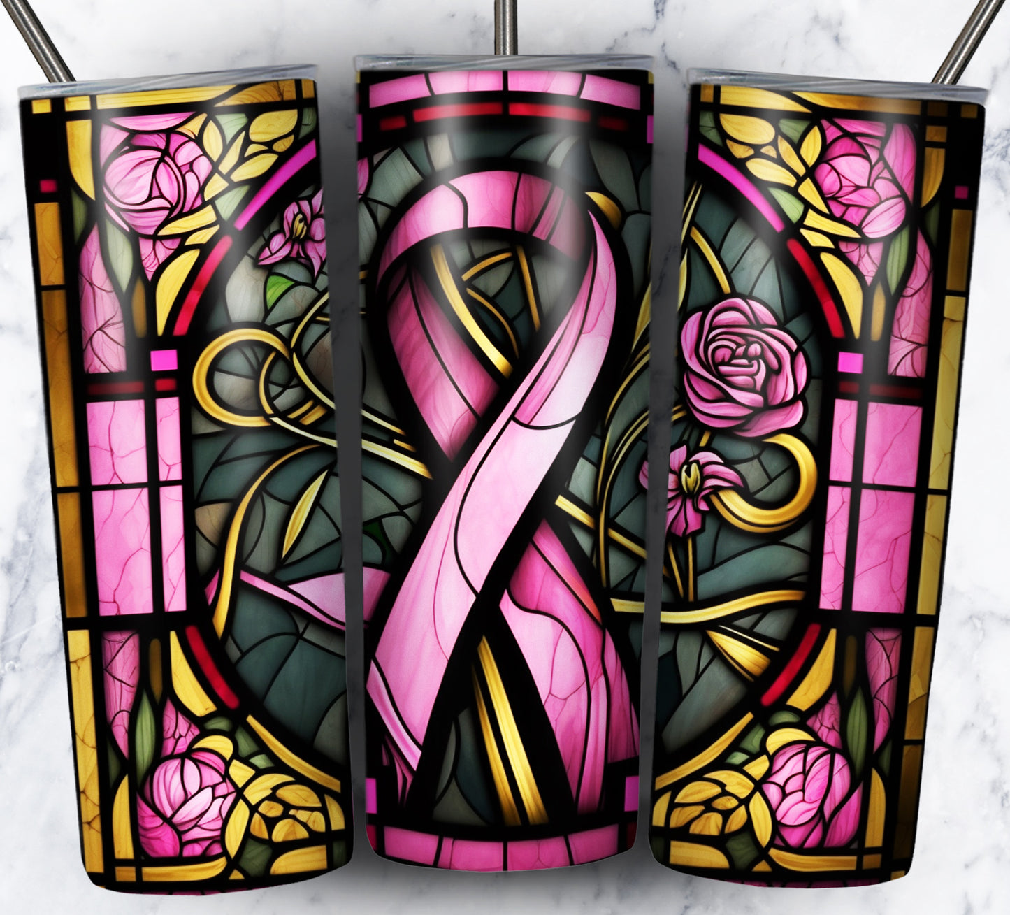 40+ Stain Glass Breast Cancer Sublimation 20oz Images Bundle