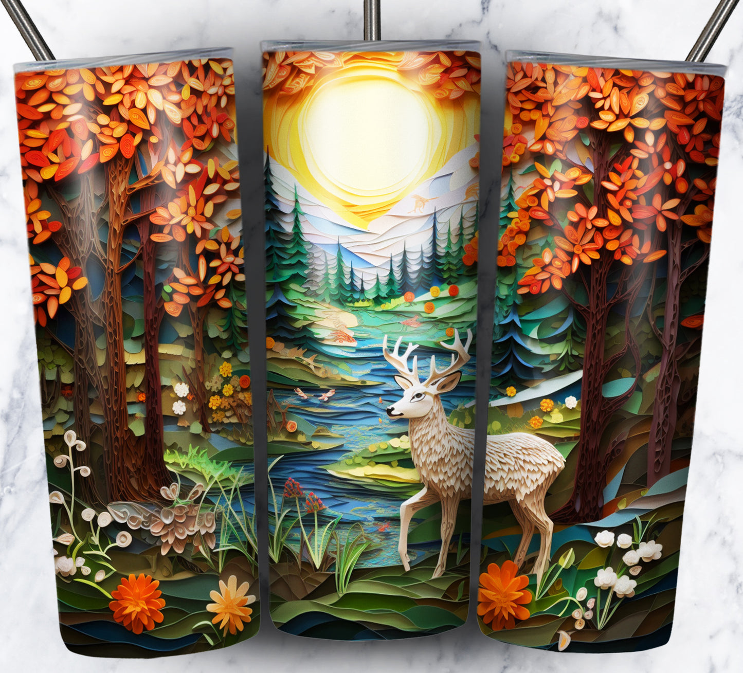 Paper Art Scenery Sublimation 20oz Tumbler Images Bundle