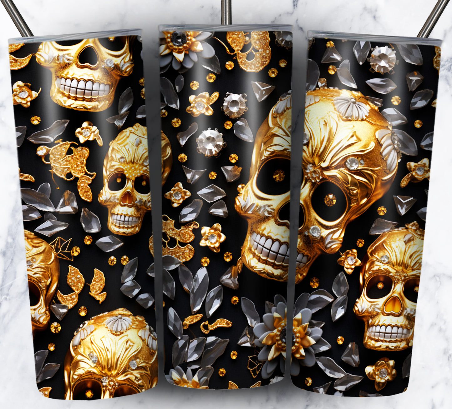 Skull Gems Sublimation 20oz Tumbler Images Bundle