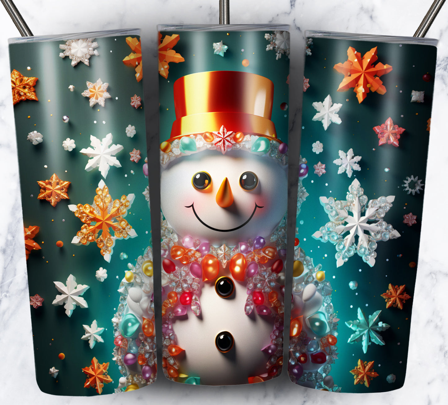 70 3D Christmas Snoman Sublimation 20oz Images Bundle