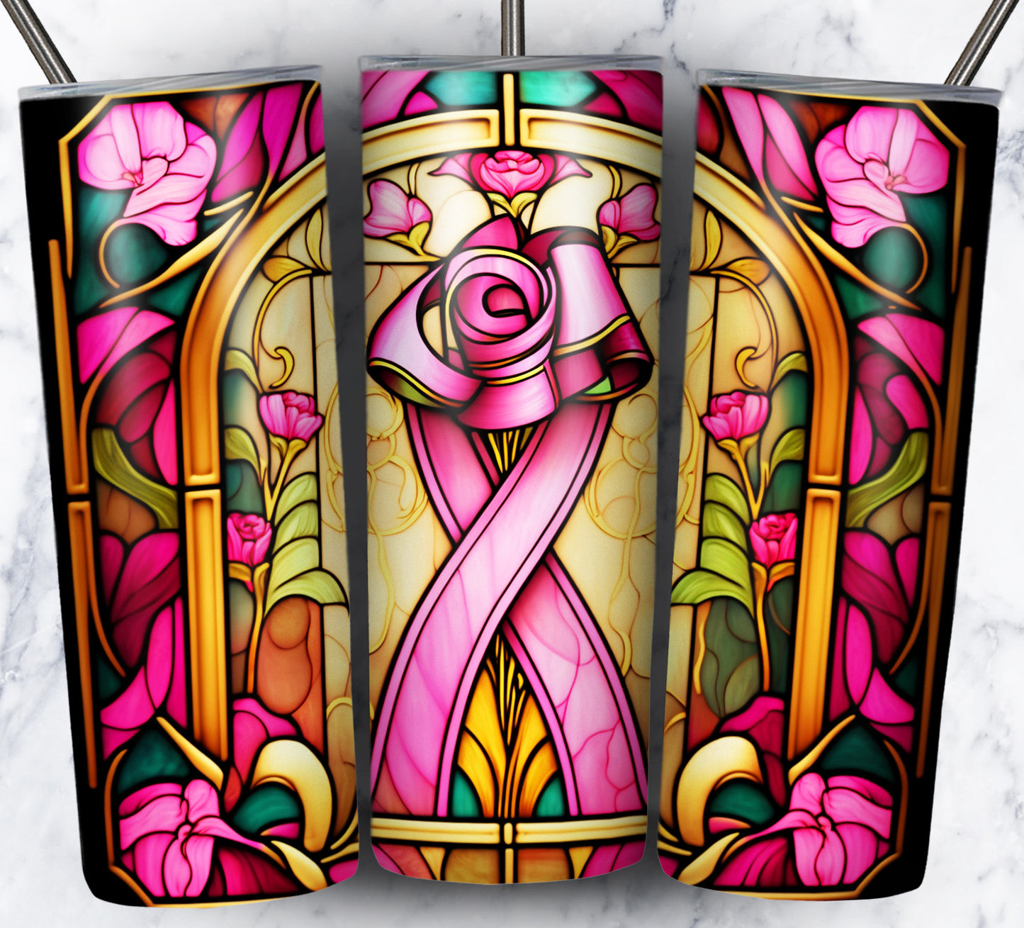 40+ Stain Glass Breast Cancer Sublimation 20oz Images Bundle