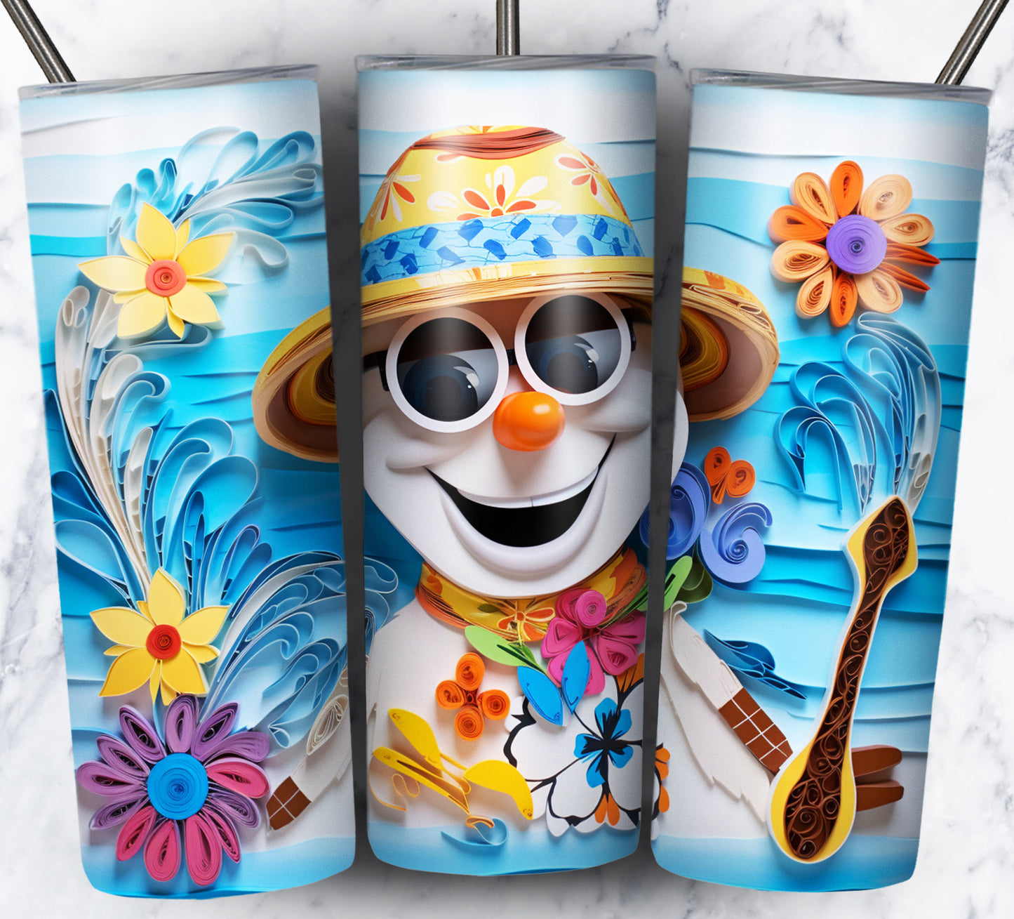 Cartoon Paper Beach Sublimation 20oz Tumbler Images Bundle