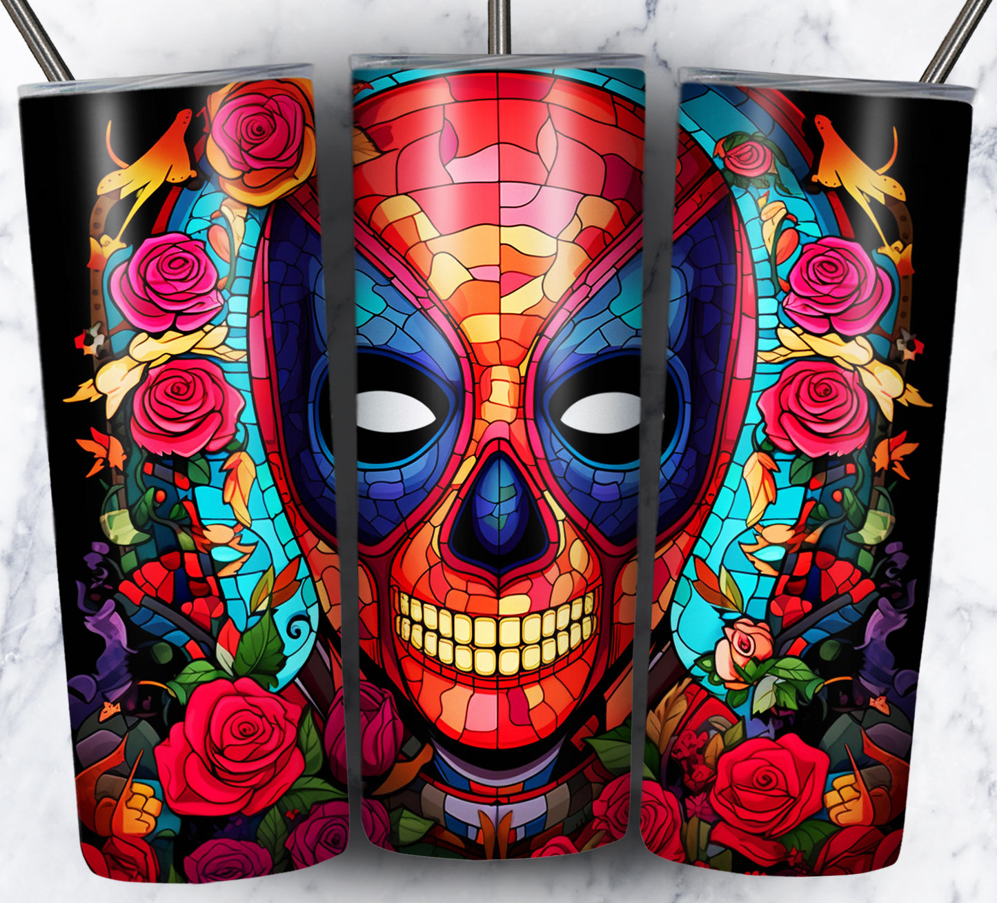 Superhero SugarSkull Sublimation 20oz Tumbler Images Bundle