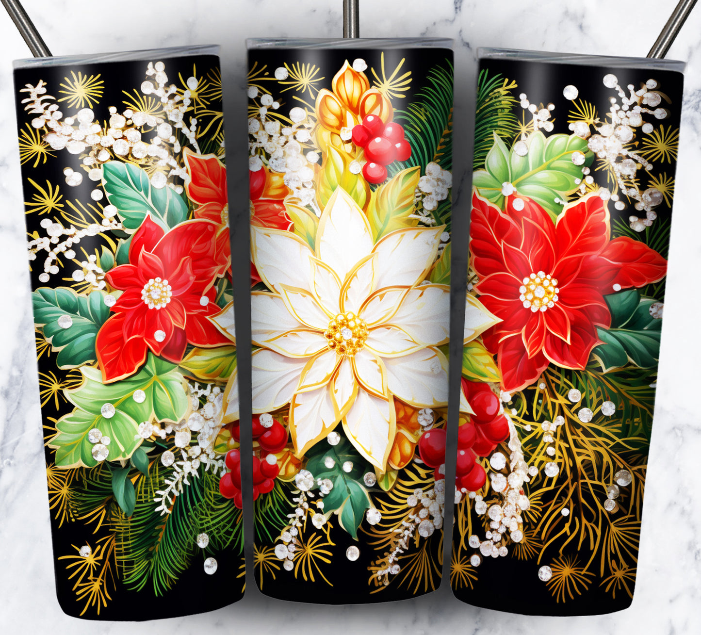 60+ 3D Christmas Floral Sublimation 20oz Images Bundle