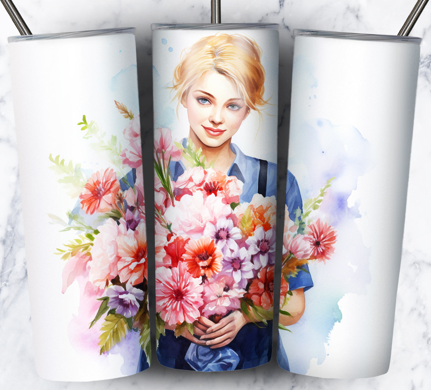 Nurse Floral Sublimation 20oz Tumbler Images Bundle