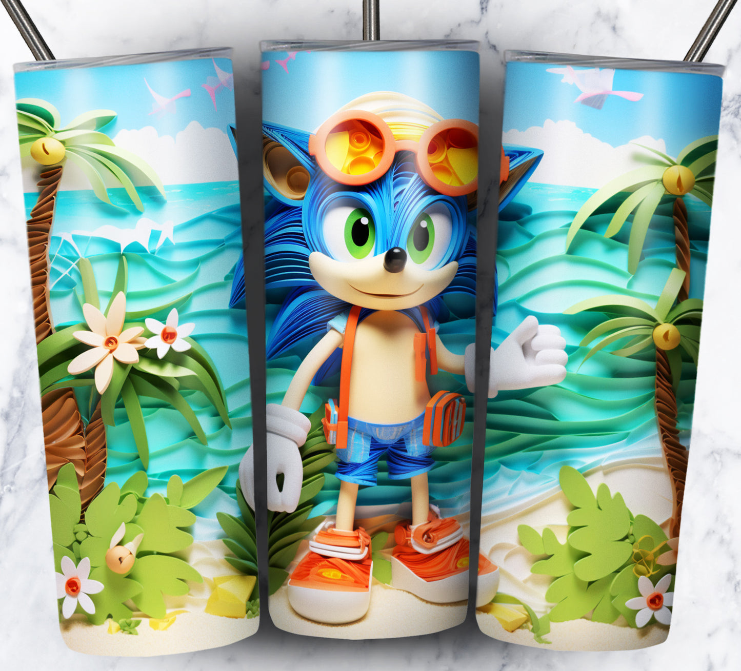 Cartoon Paper Beach Sublimation 20oz Tumbler Images Bundle