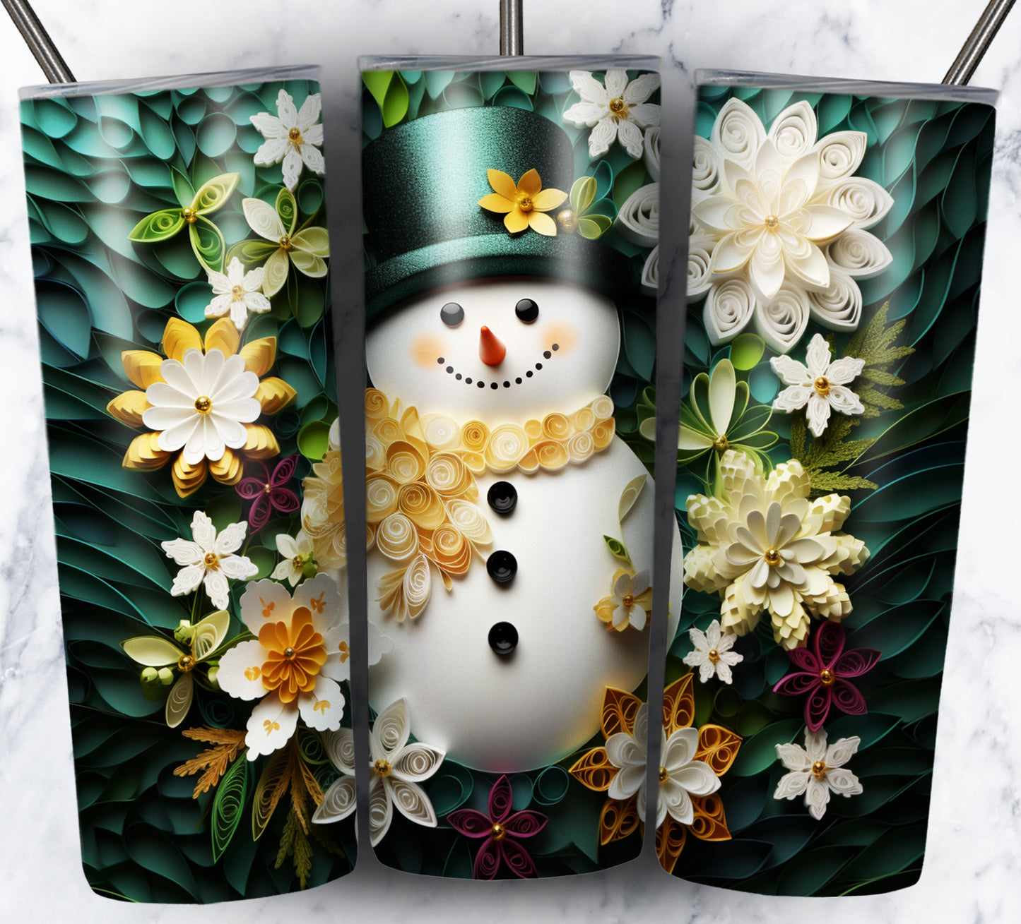 70 3D Christmas Snoman Sublimation 20oz Images Bundle