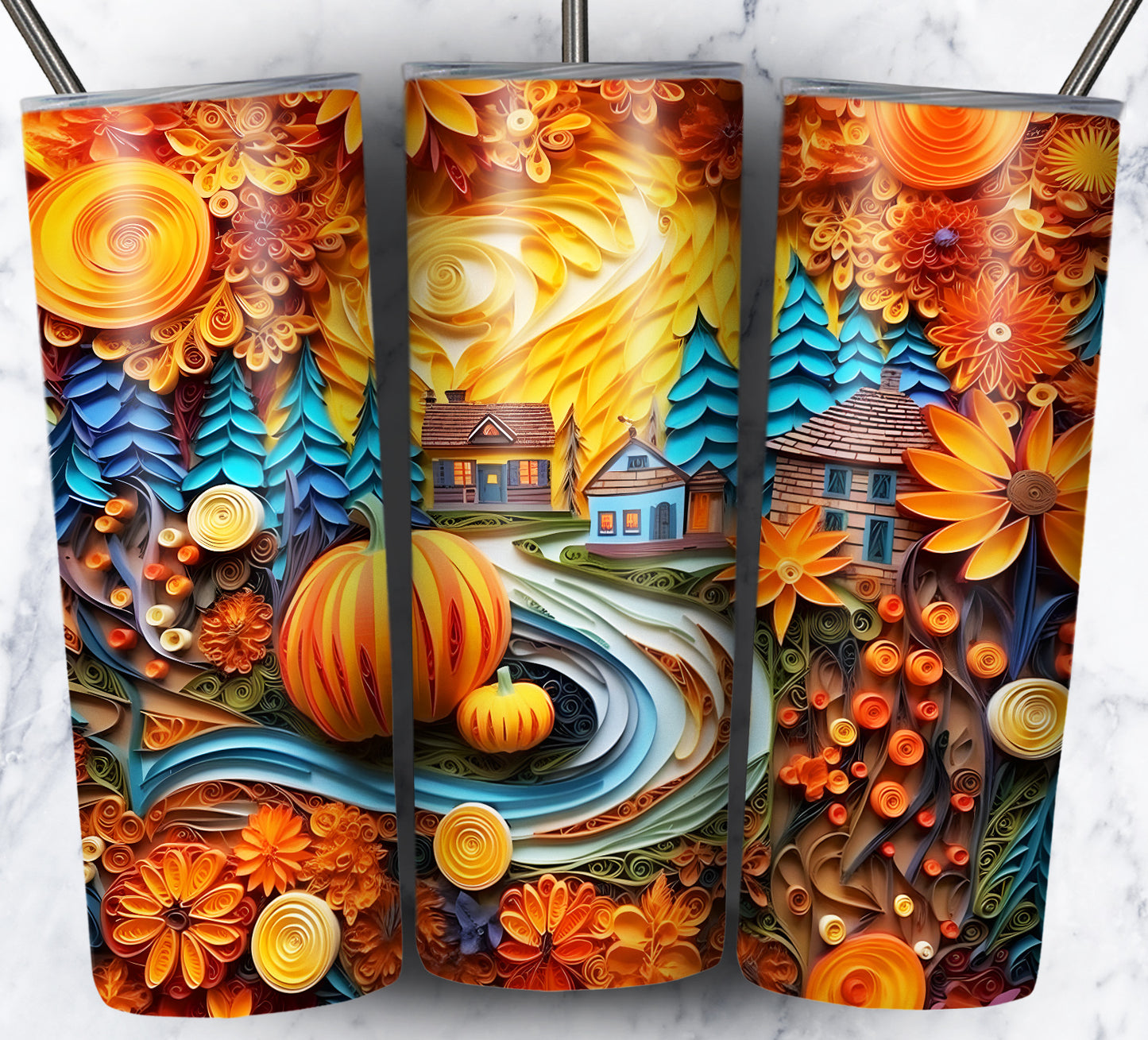 Paper Autumn Sublimation Tumbler Images Bundle 20 oz