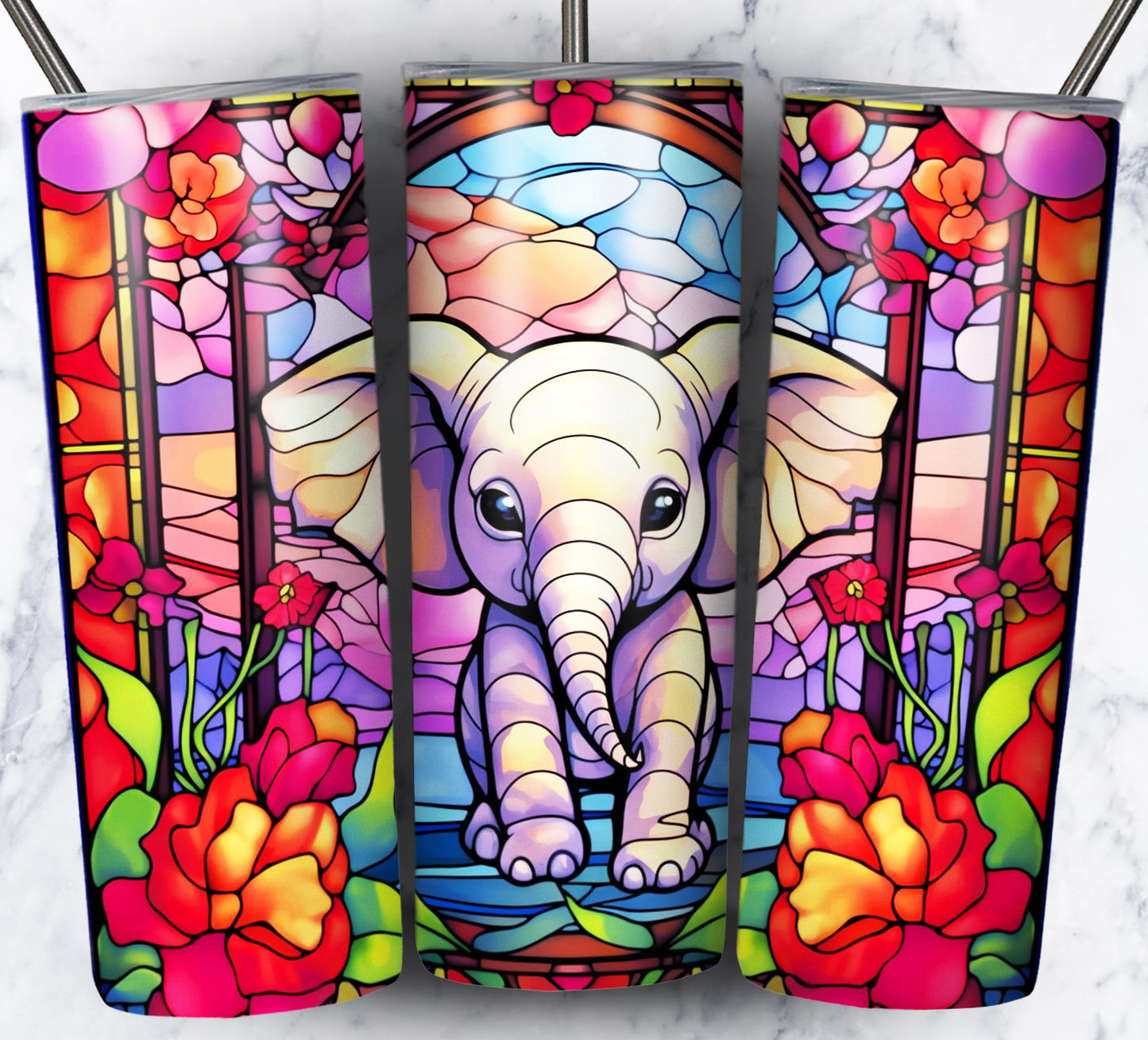 Stain Glass Animals Sublimation Tumbler Images Bundle 20 oz