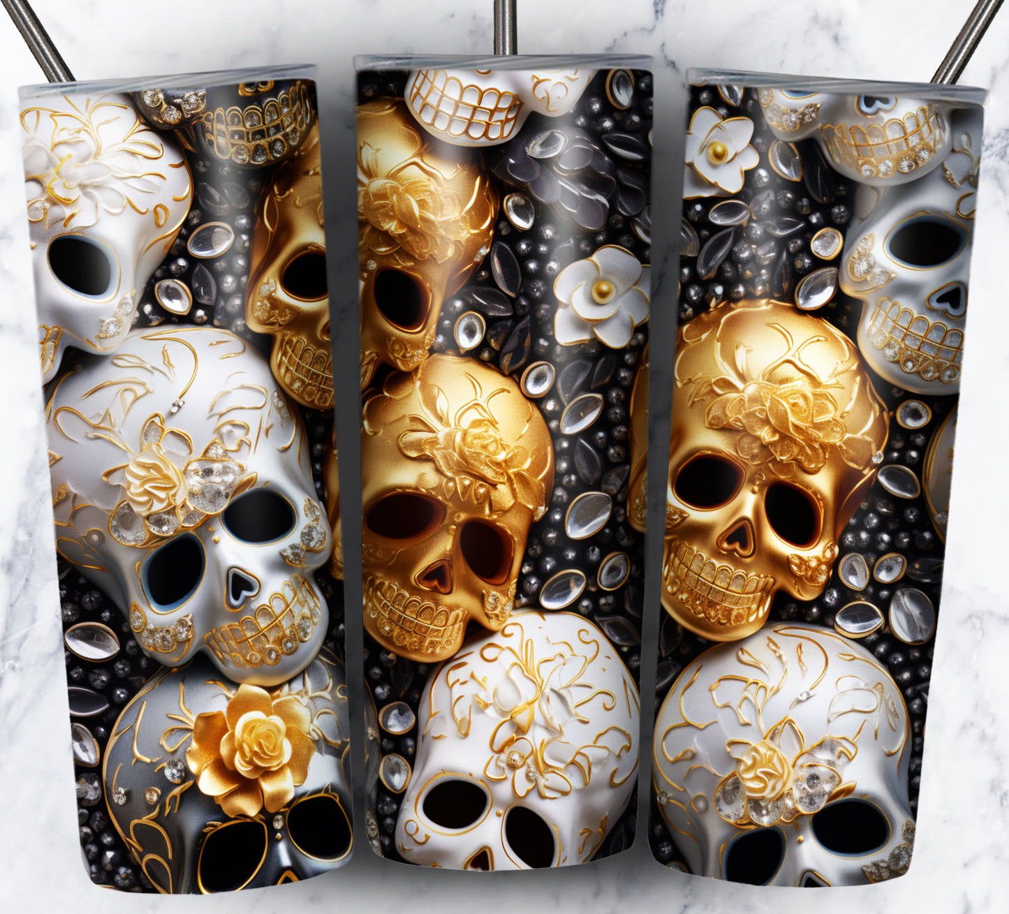 Skull Gems Sublimation 20oz Tumbler Images Bundle