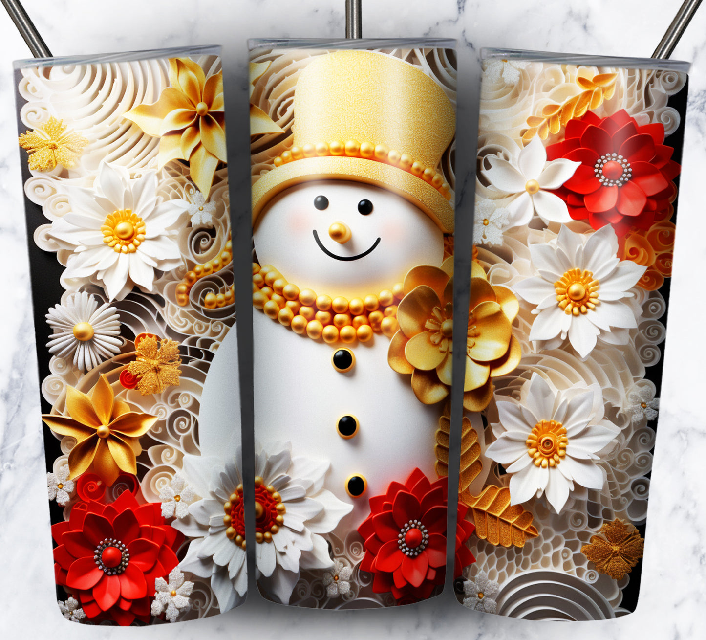 60+ 3D Christmas Floral Sublimation 20oz Images Bundle