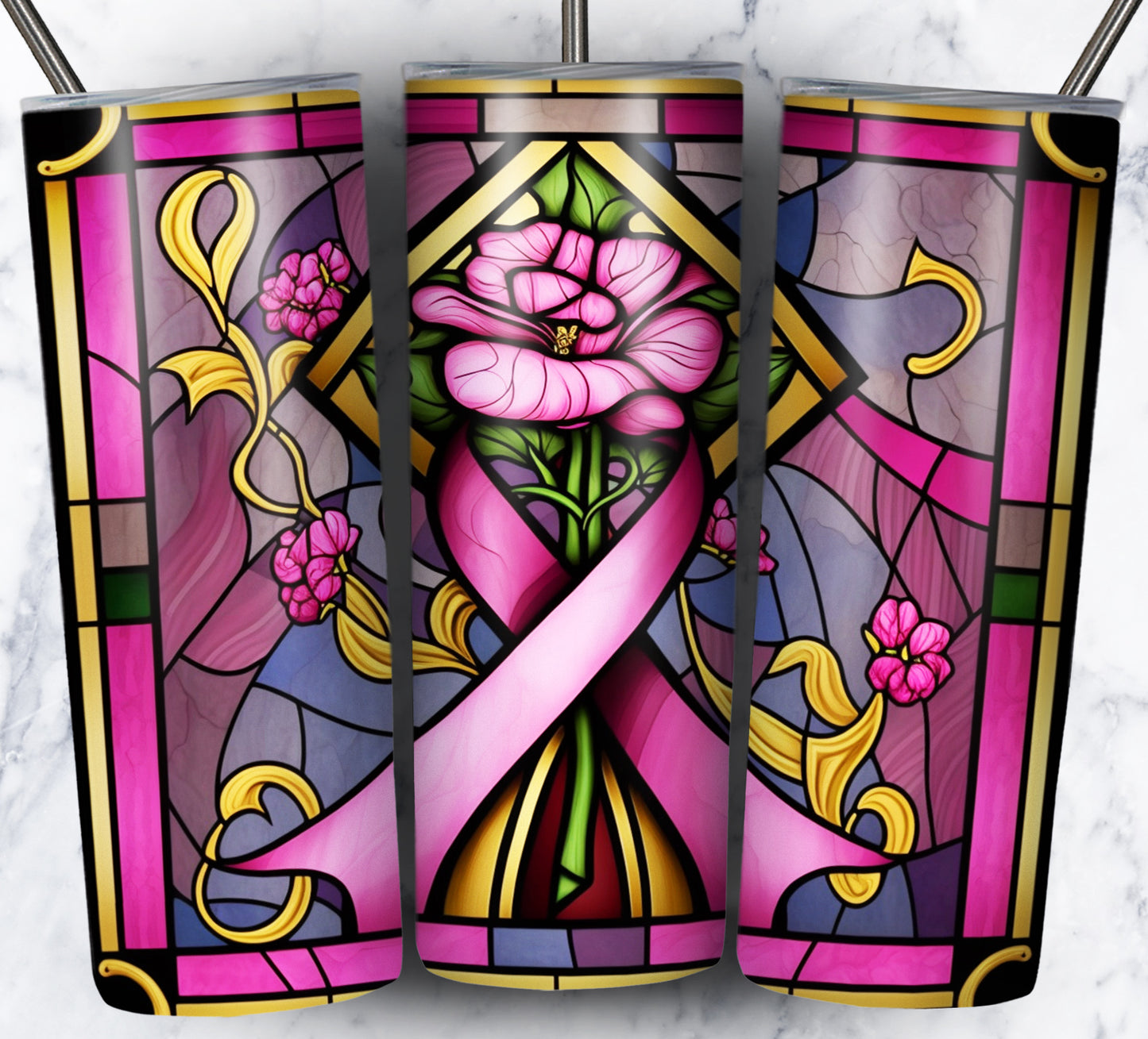 40+ Stain Glass Breast Cancer Sublimation 20oz Images Bundle