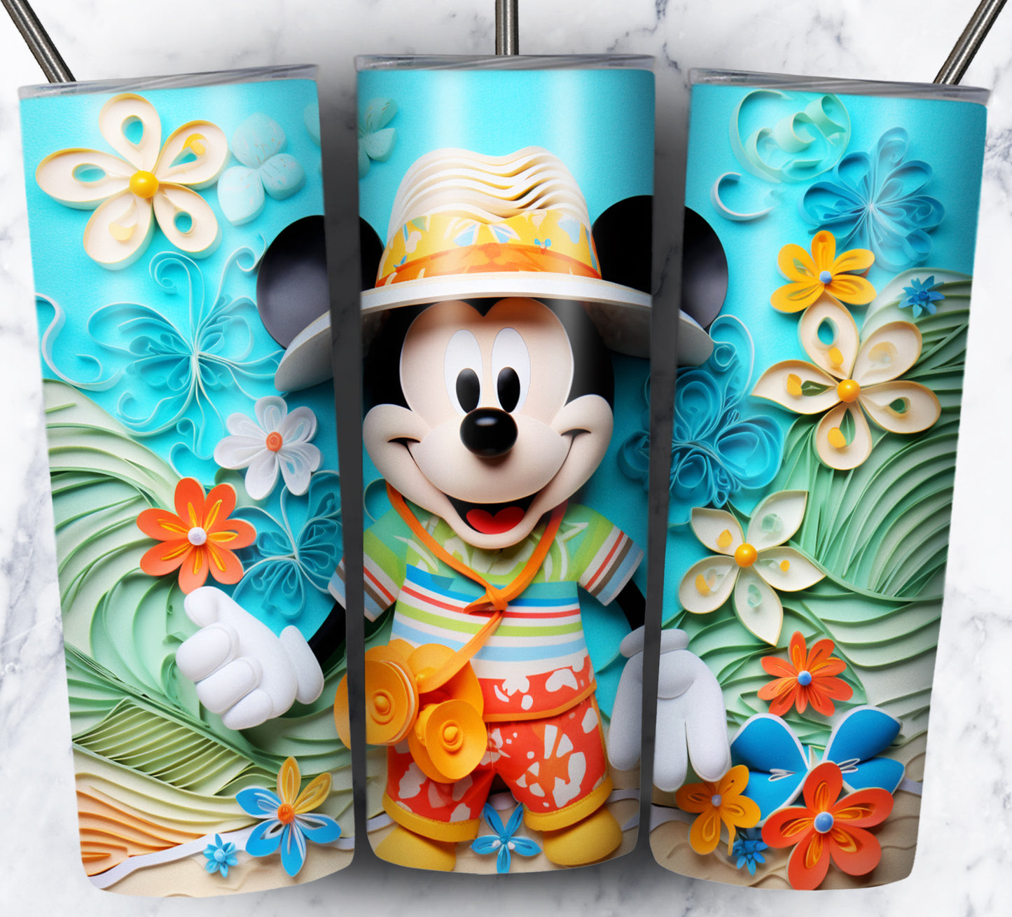 Cartoon Paper Beach Sublimation 20oz Tumbler Images Bundle