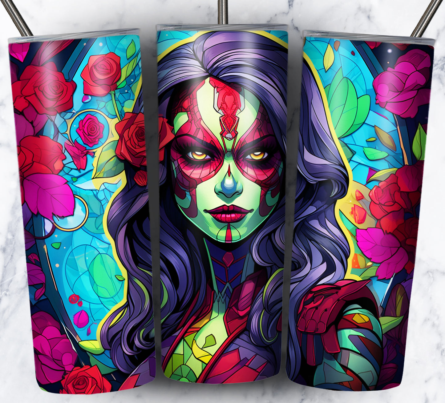 Superhero SugarSkull Sublimation 20oz Tumbler Images Bundle