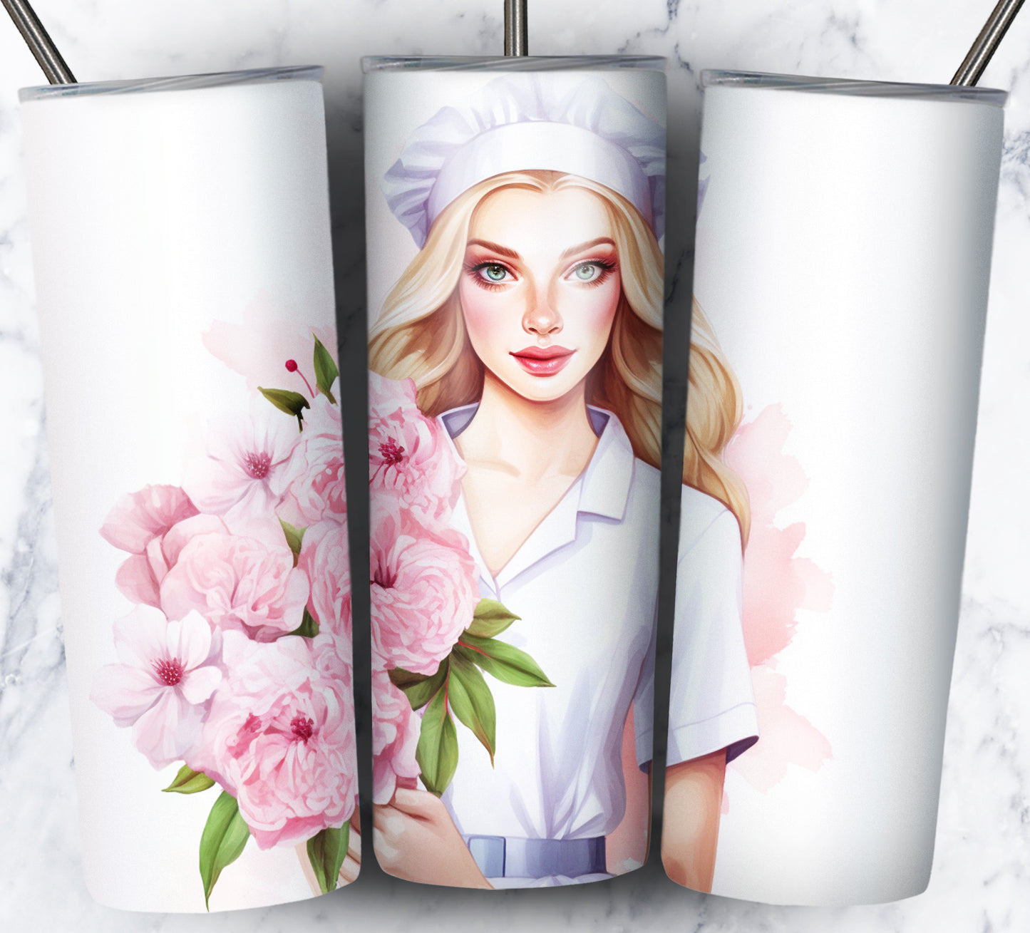 Nurse Floral Sublimation 20oz Tumbler Images Bundle