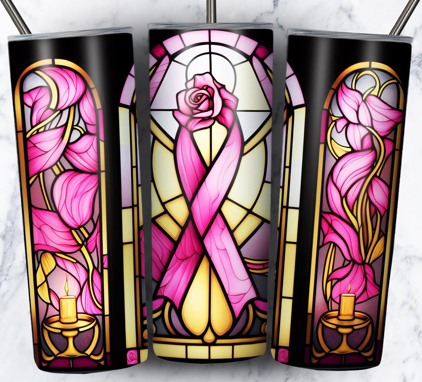 40+ Stain Glass Breast Cancer Sublimation 20oz Images Bundle