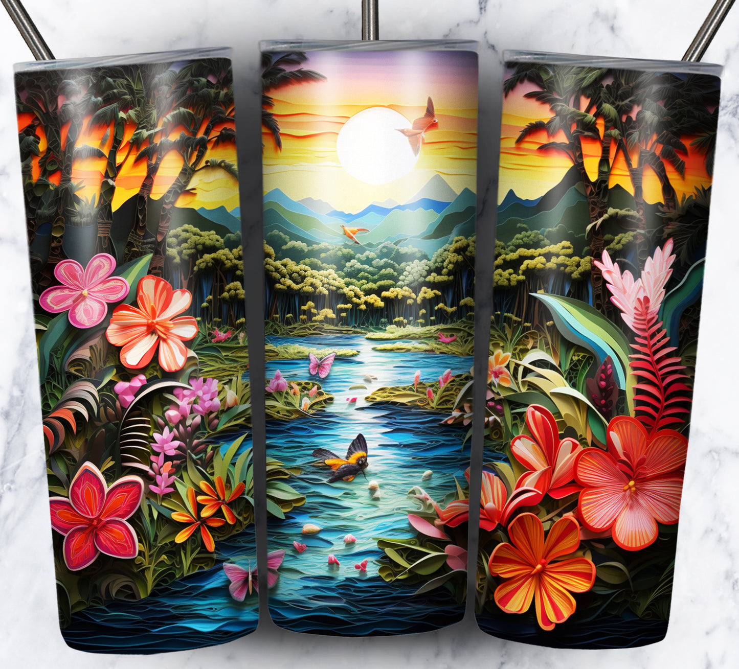 Paper Art Scenery Sublimation 20oz Tumbler Images Bundle