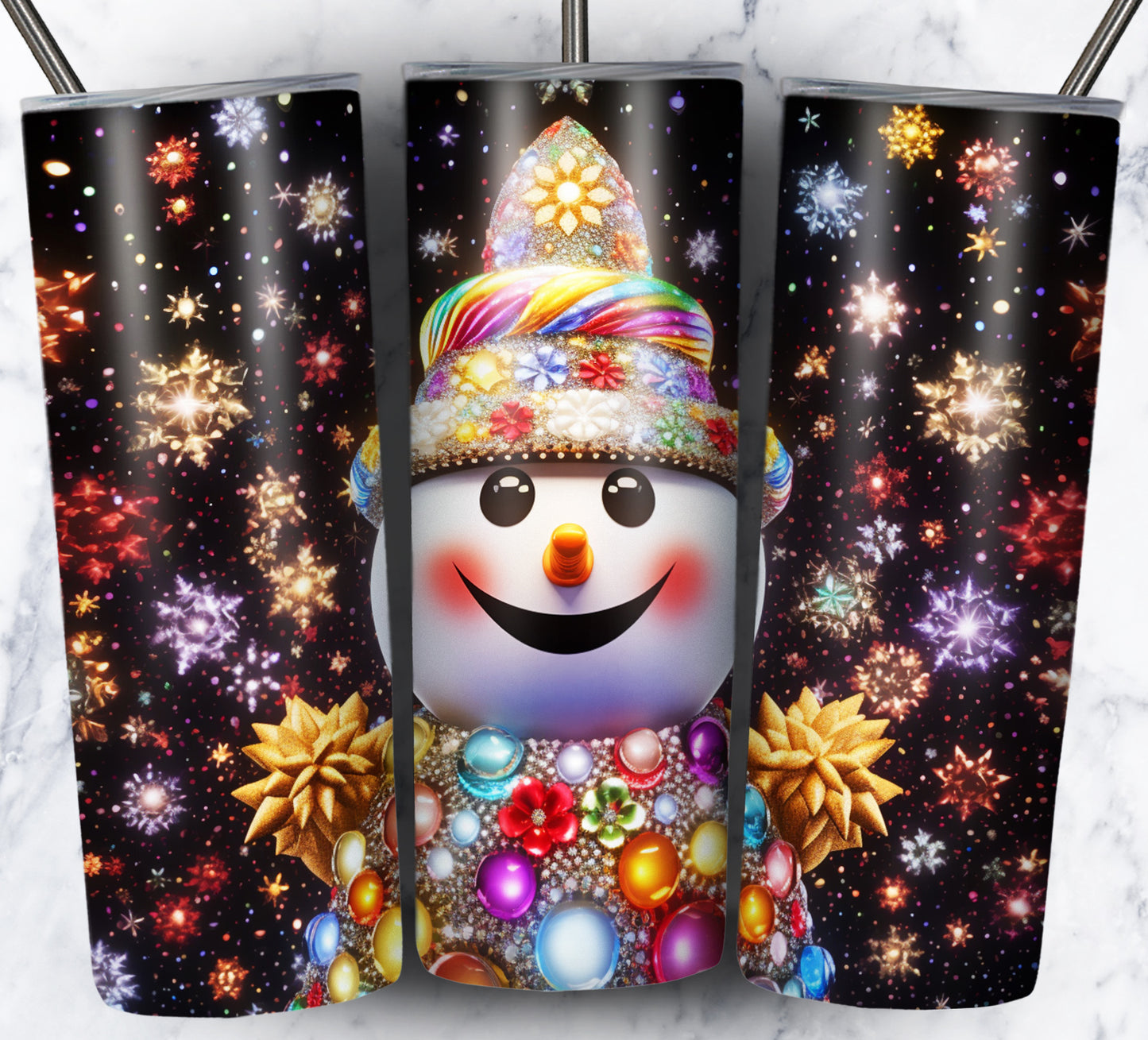 70 3D Christmas Snoman Sublimation 20oz Images Bundle