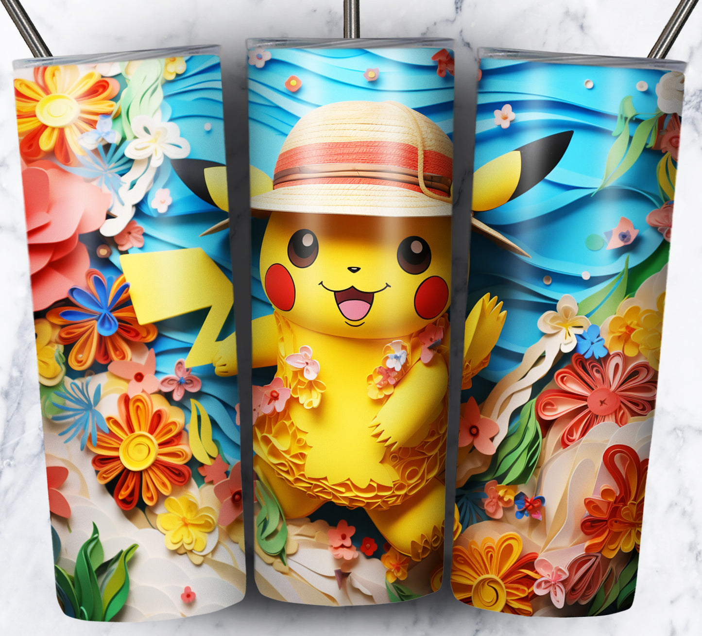 Cartoon Paper Beach Sublimation 20oz Tumbler Images Bundle