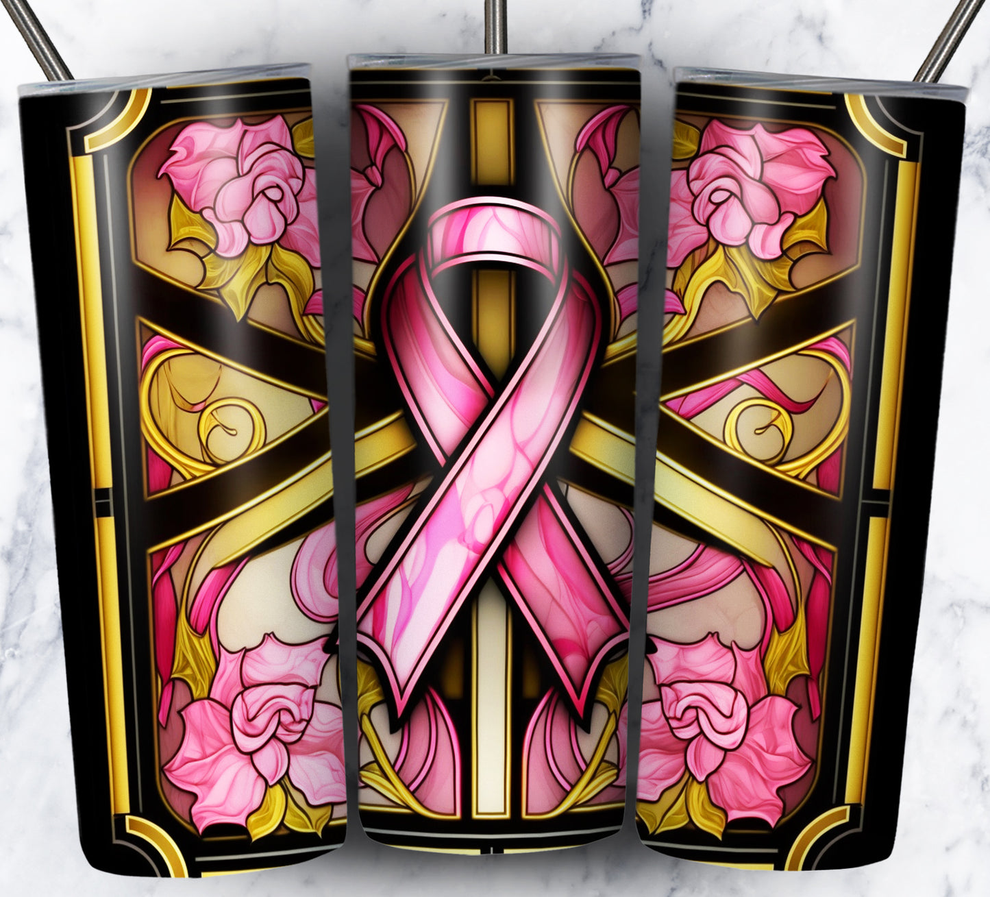 40+ Stain Glass Breast Cancer Sublimation 20oz Images Bundle