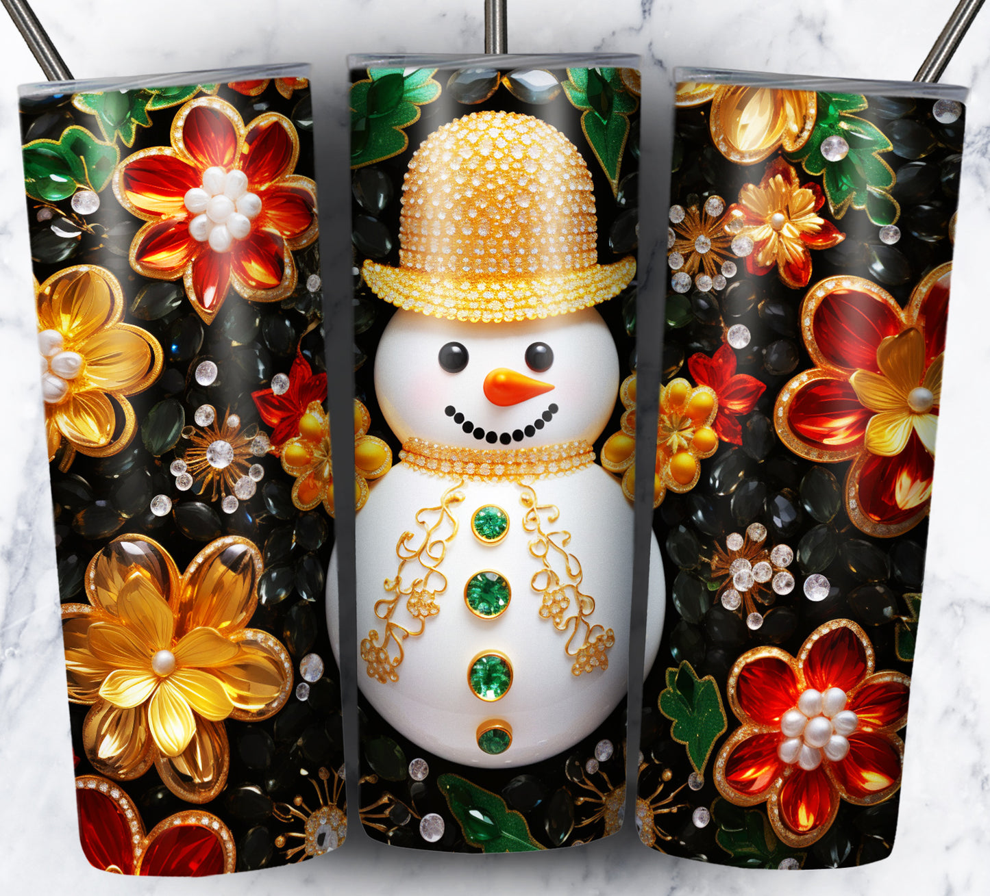 60+ 3D Christmas Floral Sublimation 20oz Images Bundle