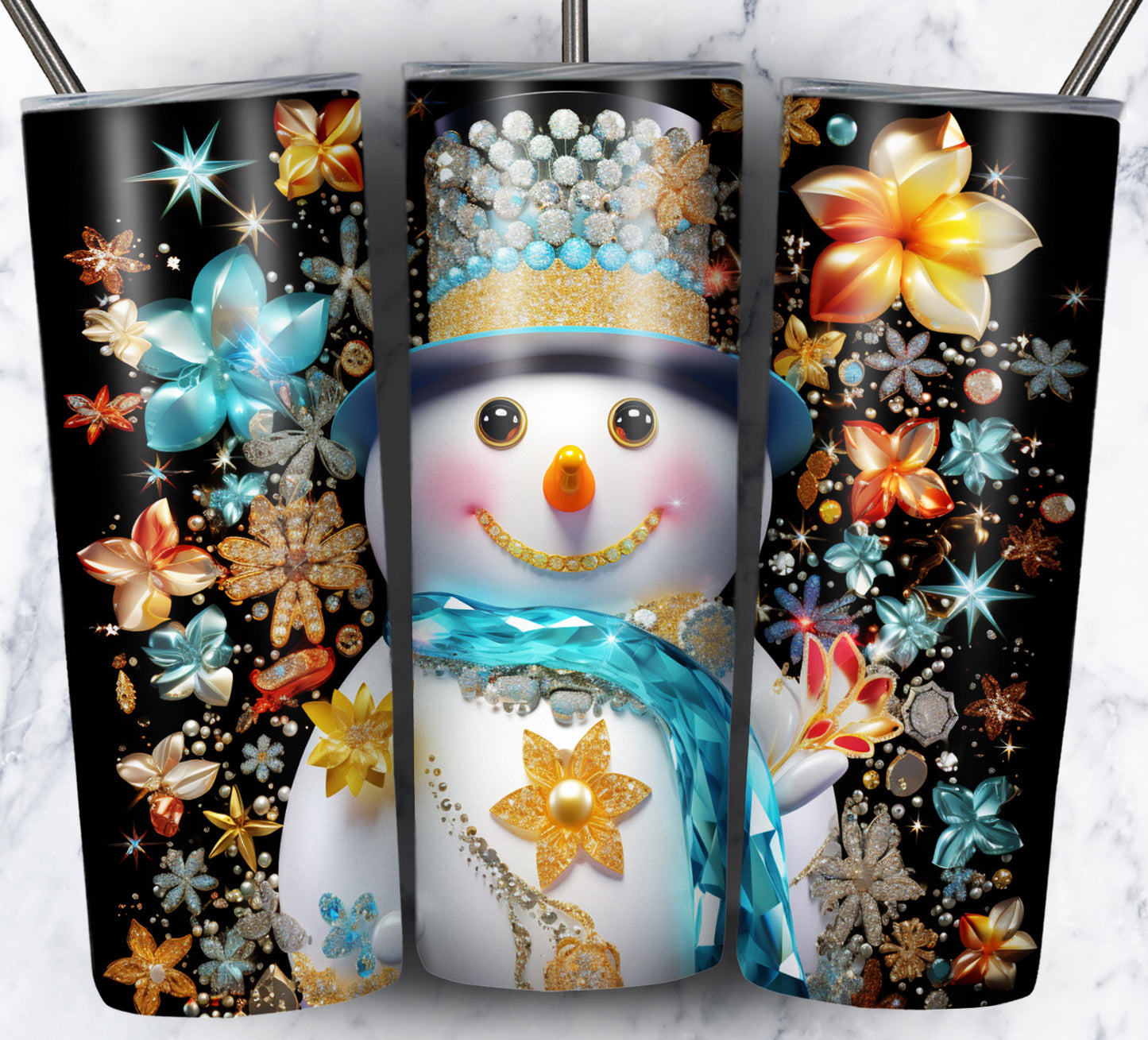 70 3D Christmas Snoman Sublimation 20oz Images Bundle