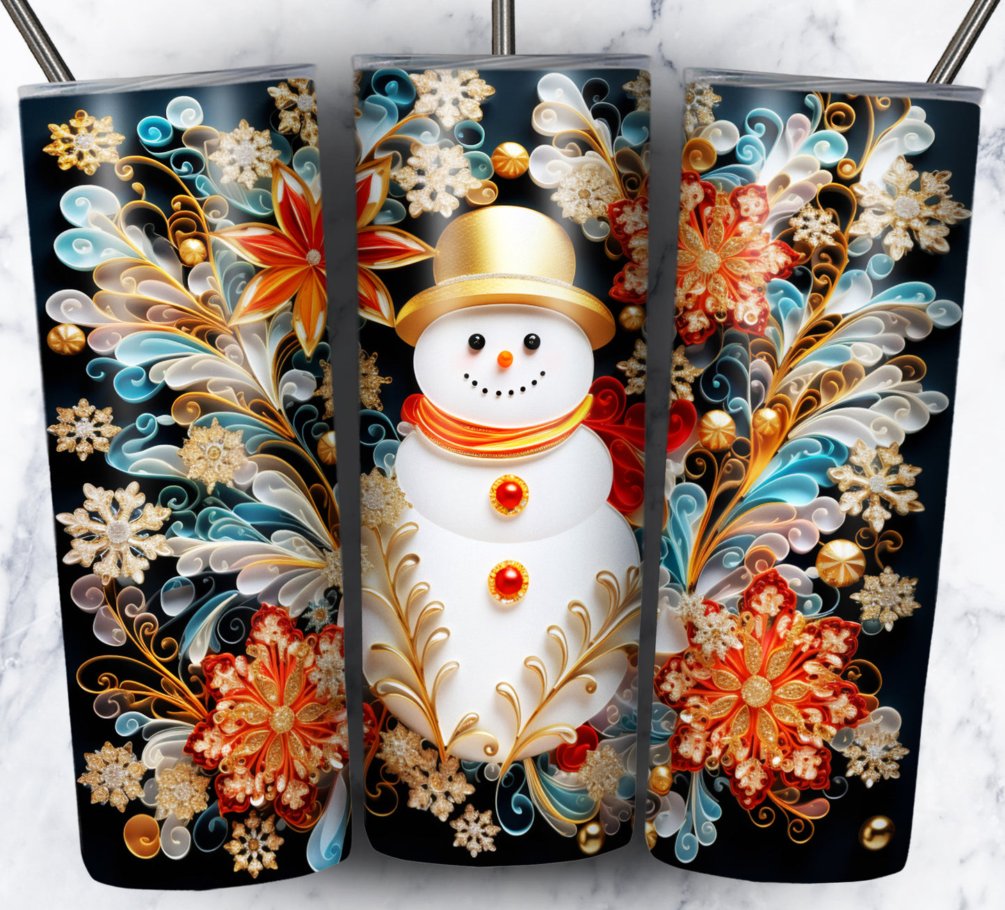 60+ 3D Christmas Floral Sublimation 20oz Images Bundle