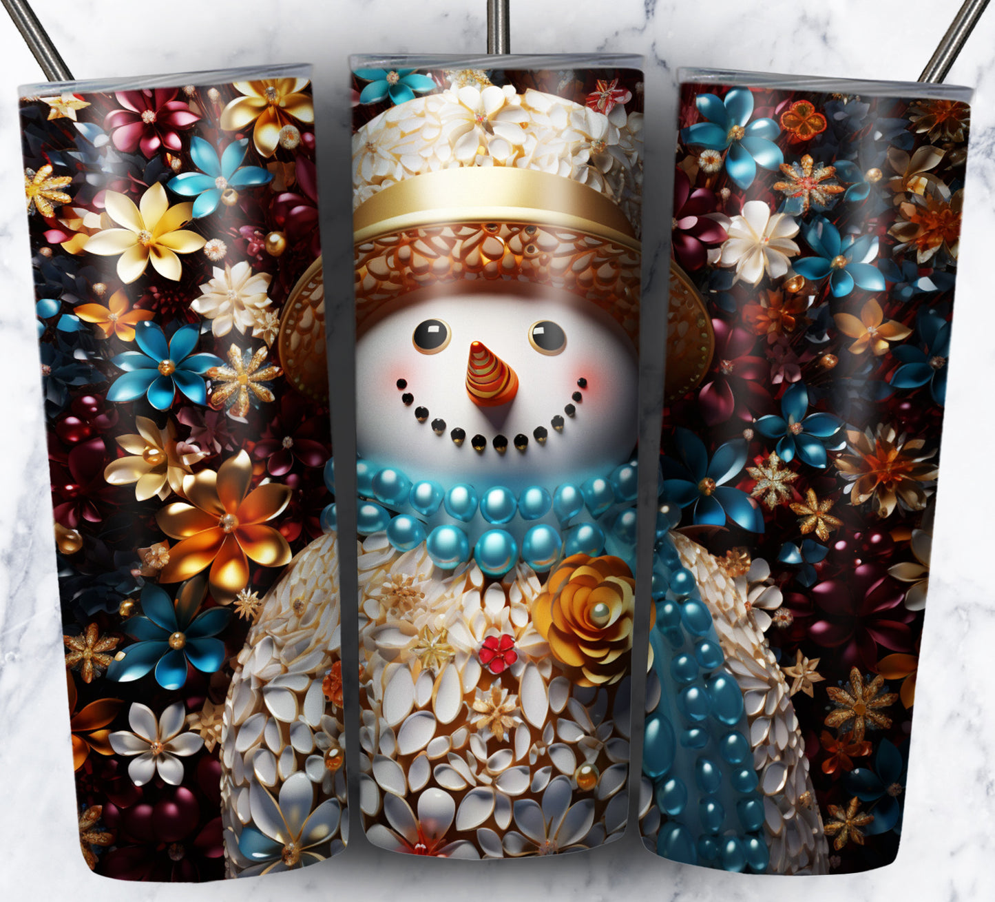 70 3D Christmas Snoman Sublimation 20oz Images Bundle