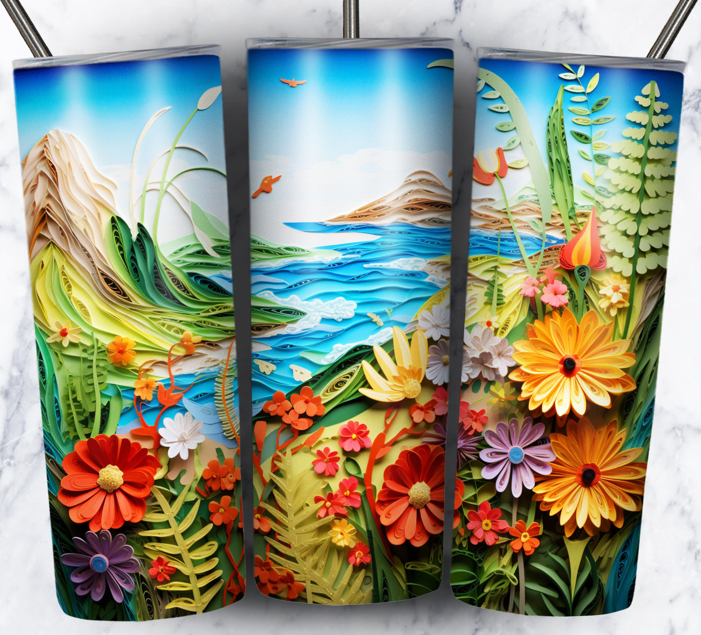 Paper Art Scenery Sublimation 20oz Tumbler Images Bundle