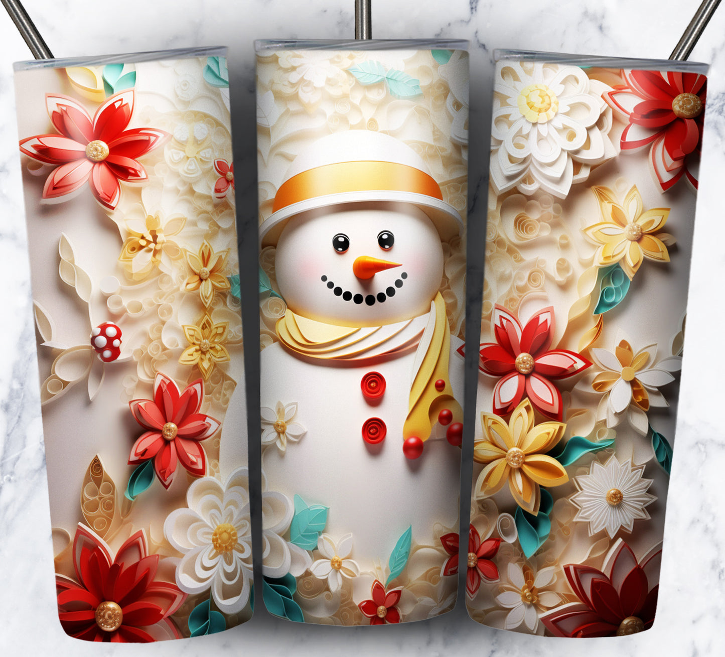 70 3D Christmas Snoman Sublimation 20oz Images Bundle