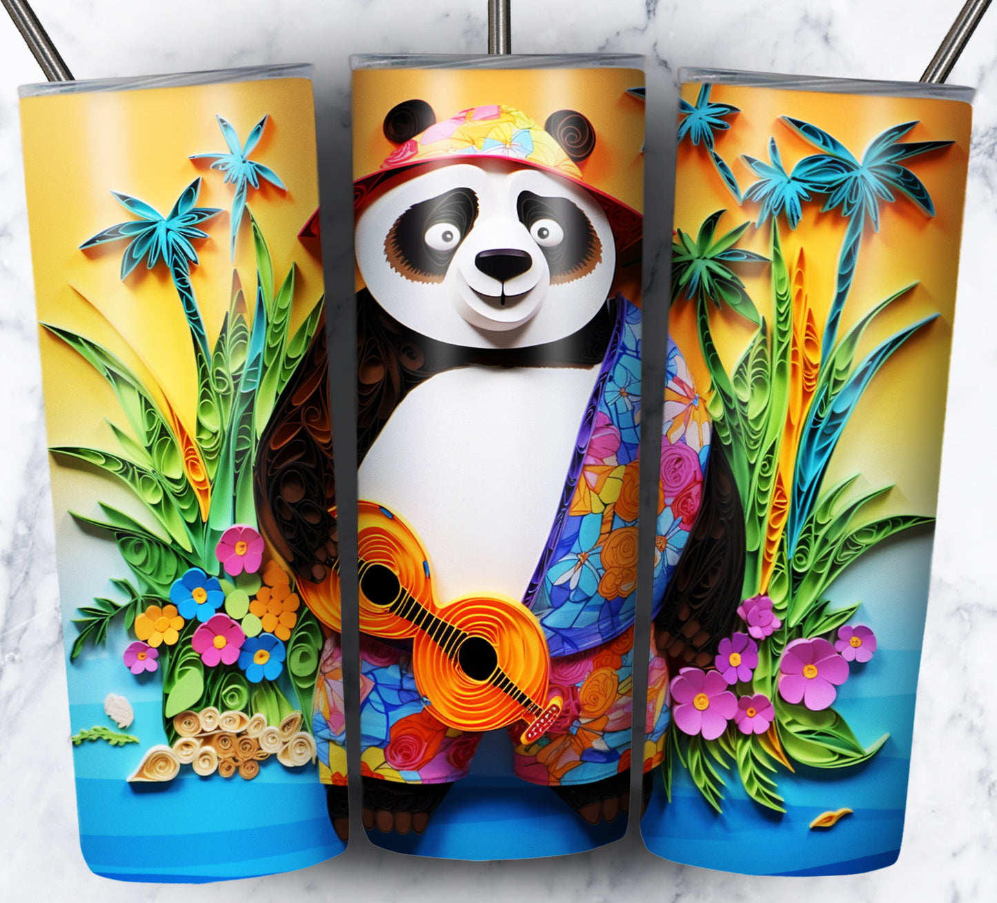 Cartoon Paper Beach Sublimation 20oz Tumbler Images Bundle