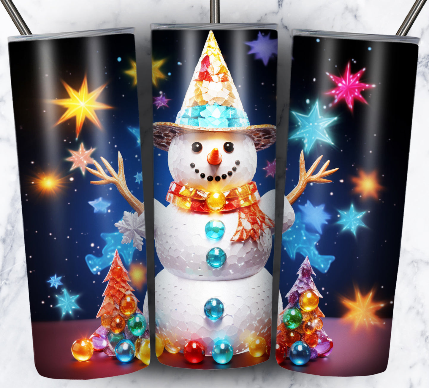 70 3D Christmas Snoman Sublimation 20oz Images Bundle