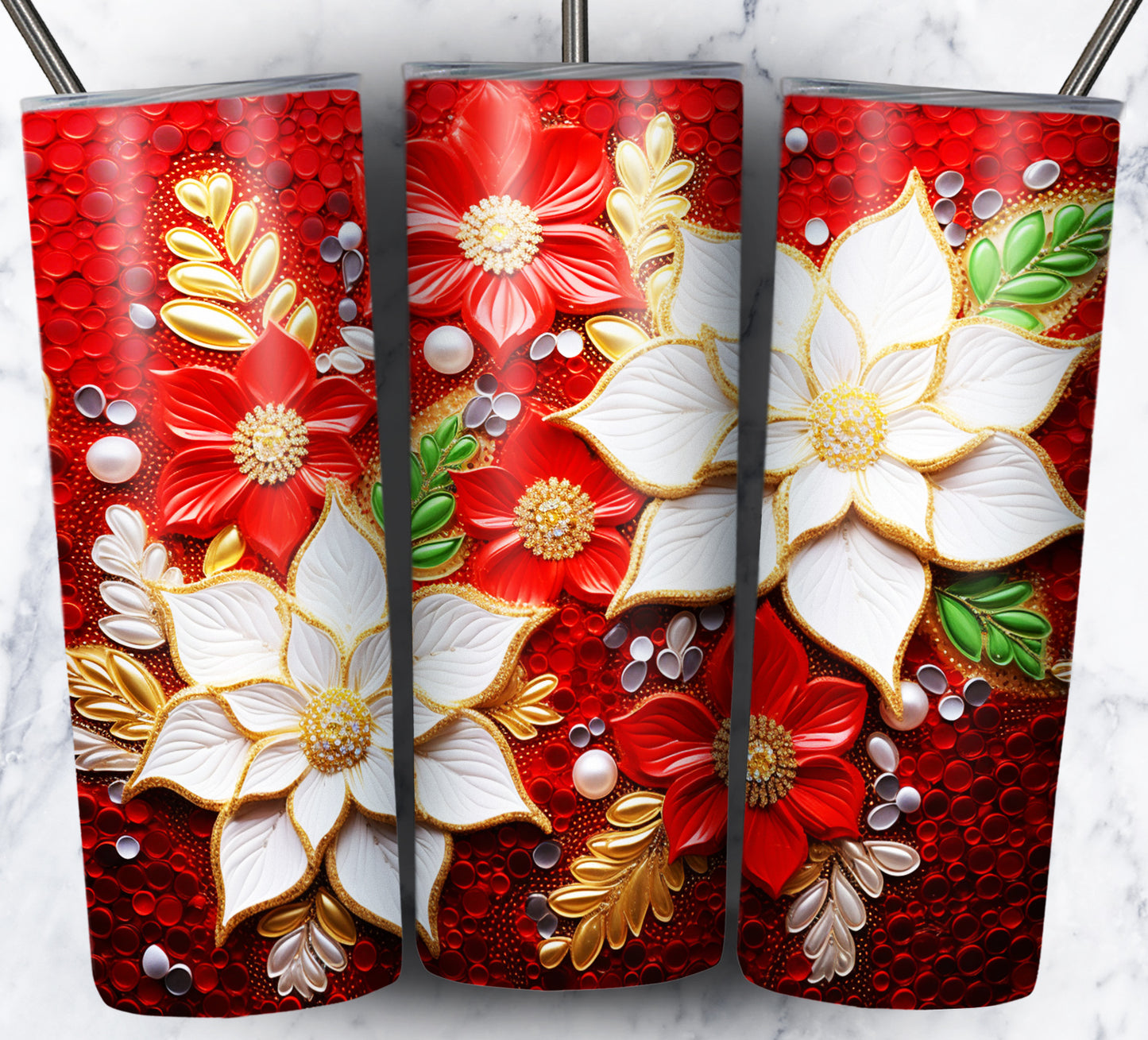 60+ 3D Christmas Floral Sublimation 20oz Images Bundle