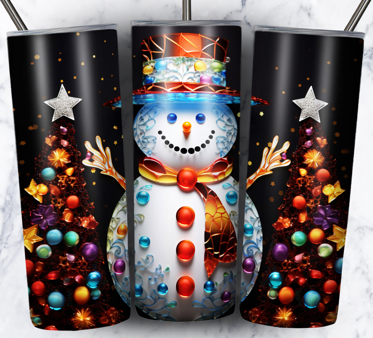 70 3D Christmas Snoman Sublimation 20oz Images Bundle