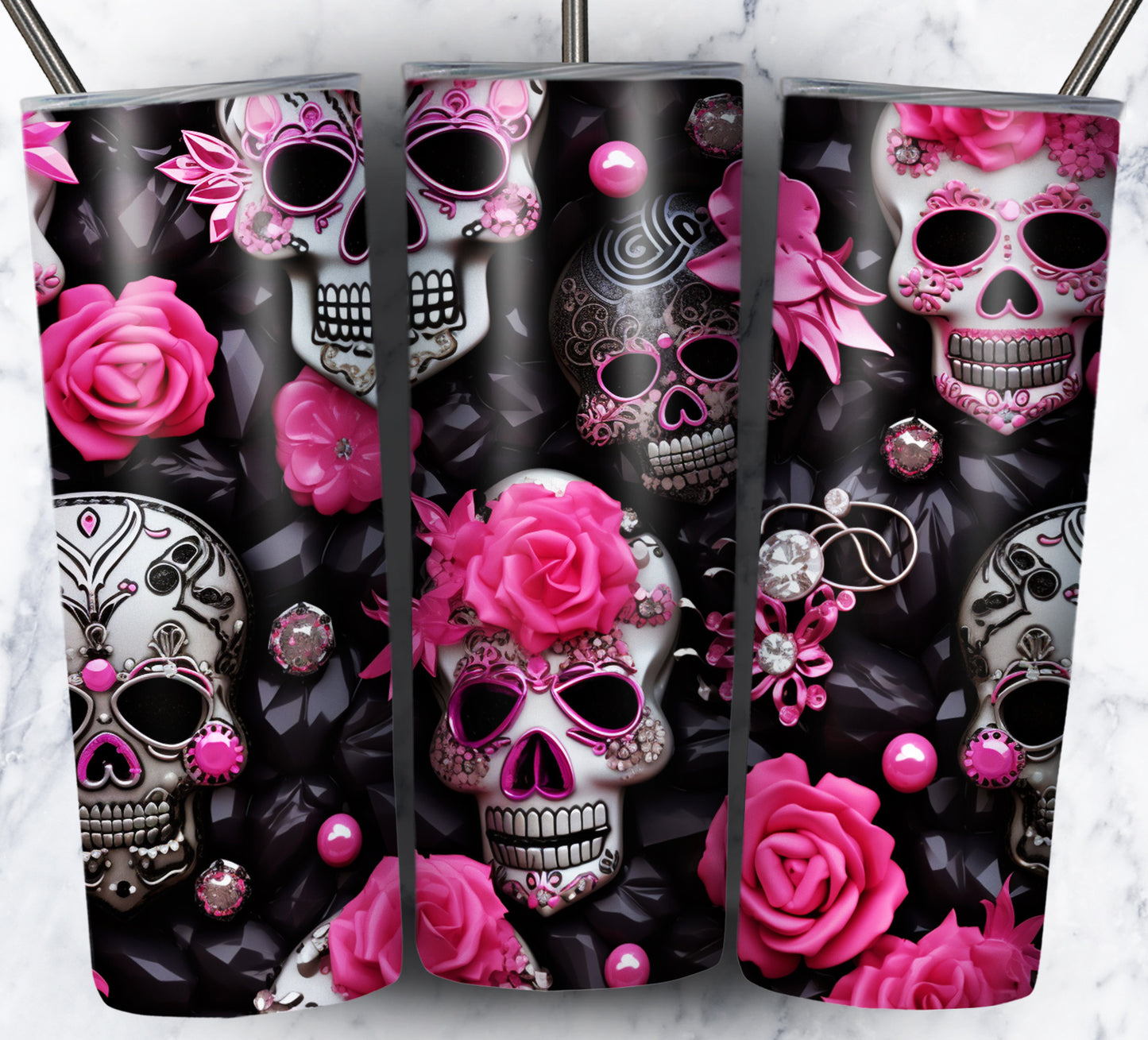 Skull Gems Sublimation 20oz Tumbler Images Bundle