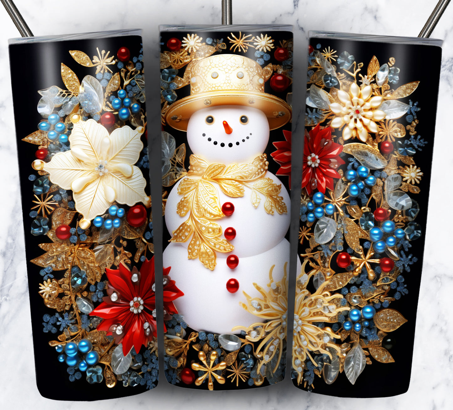 60+ 3D Christmas Floral Sublimation 20oz Images Bundle