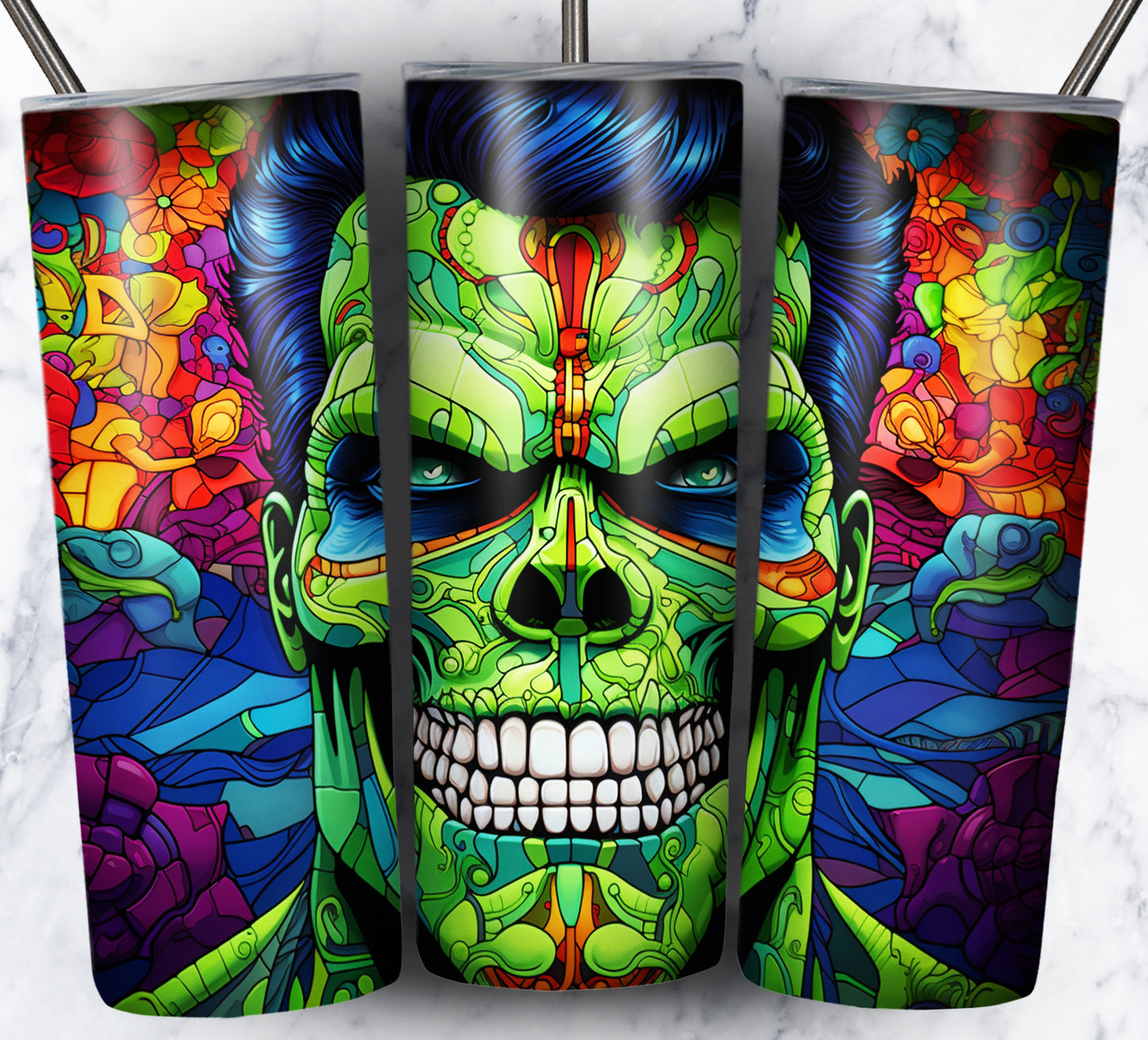 Superhero SugarSkull Sublimation 20oz Tumbler Images Bundle