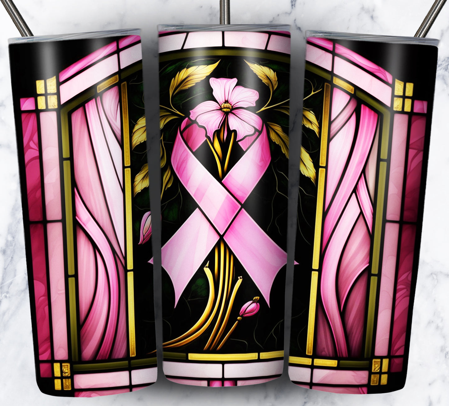 40+ Stain Glass Breast Cancer Sublimation 20oz Images Bundle