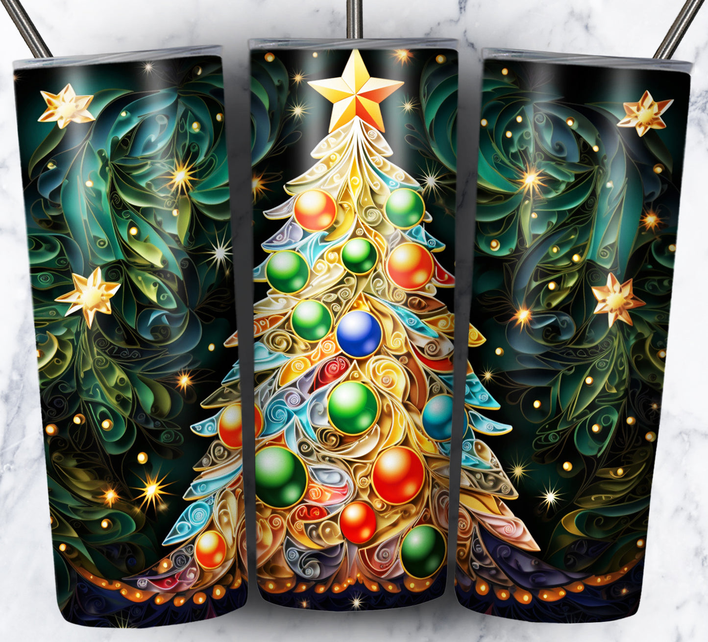 60+ 3D Christmas Floral Sublimation 20oz Images Bundle