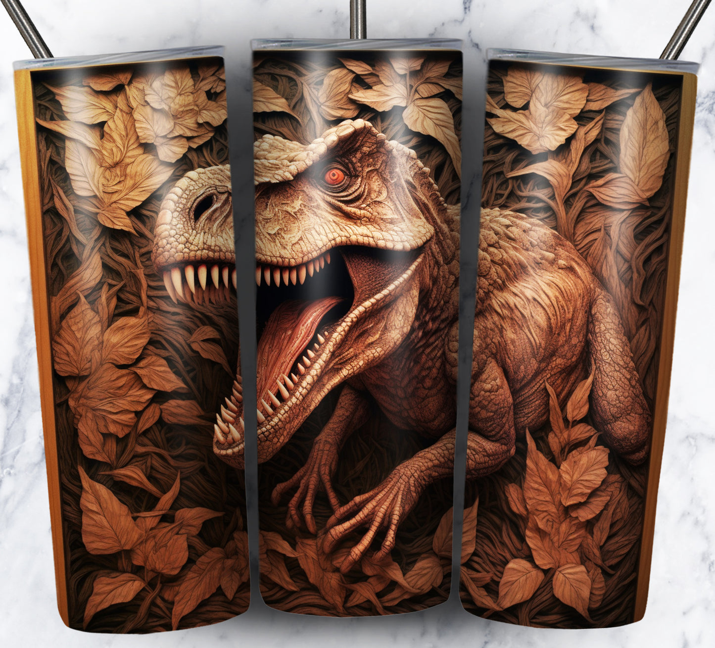 20 Wood Carved Dinos Sublimation 20oz Images Bundle