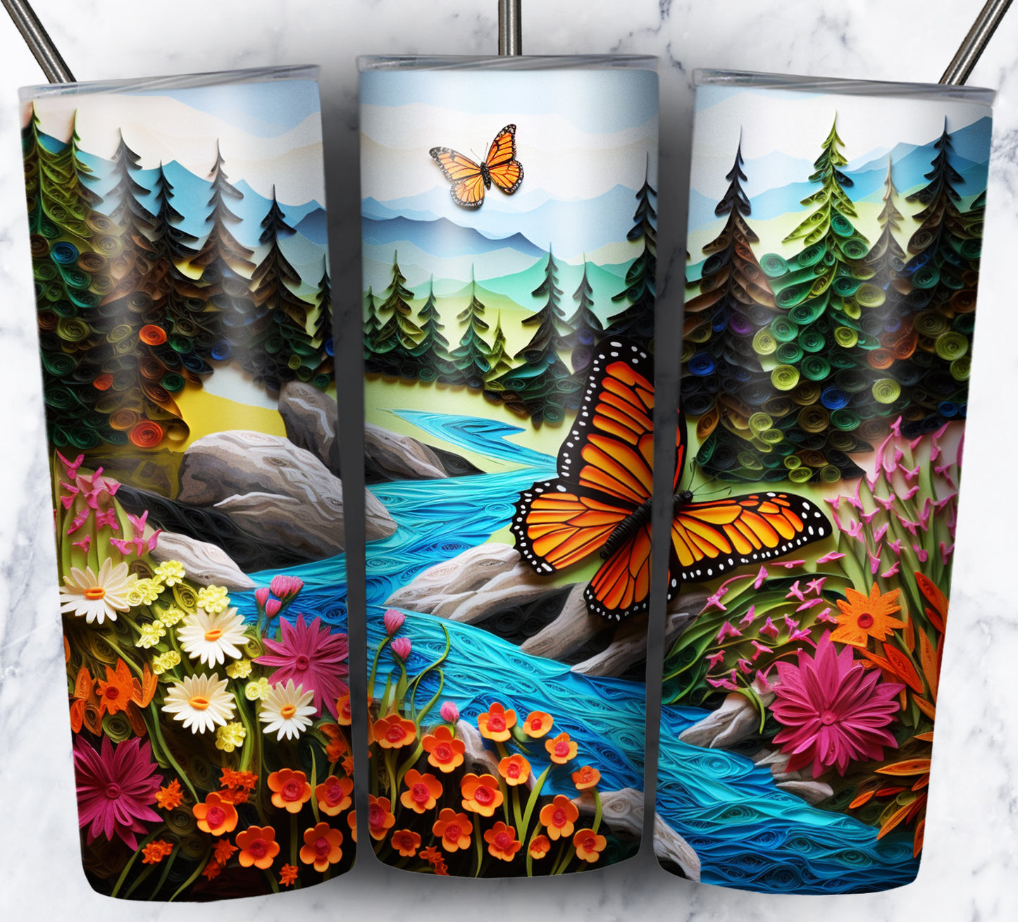 Paper Art Scenery Sublimation 20oz Tumbler Images Bundle