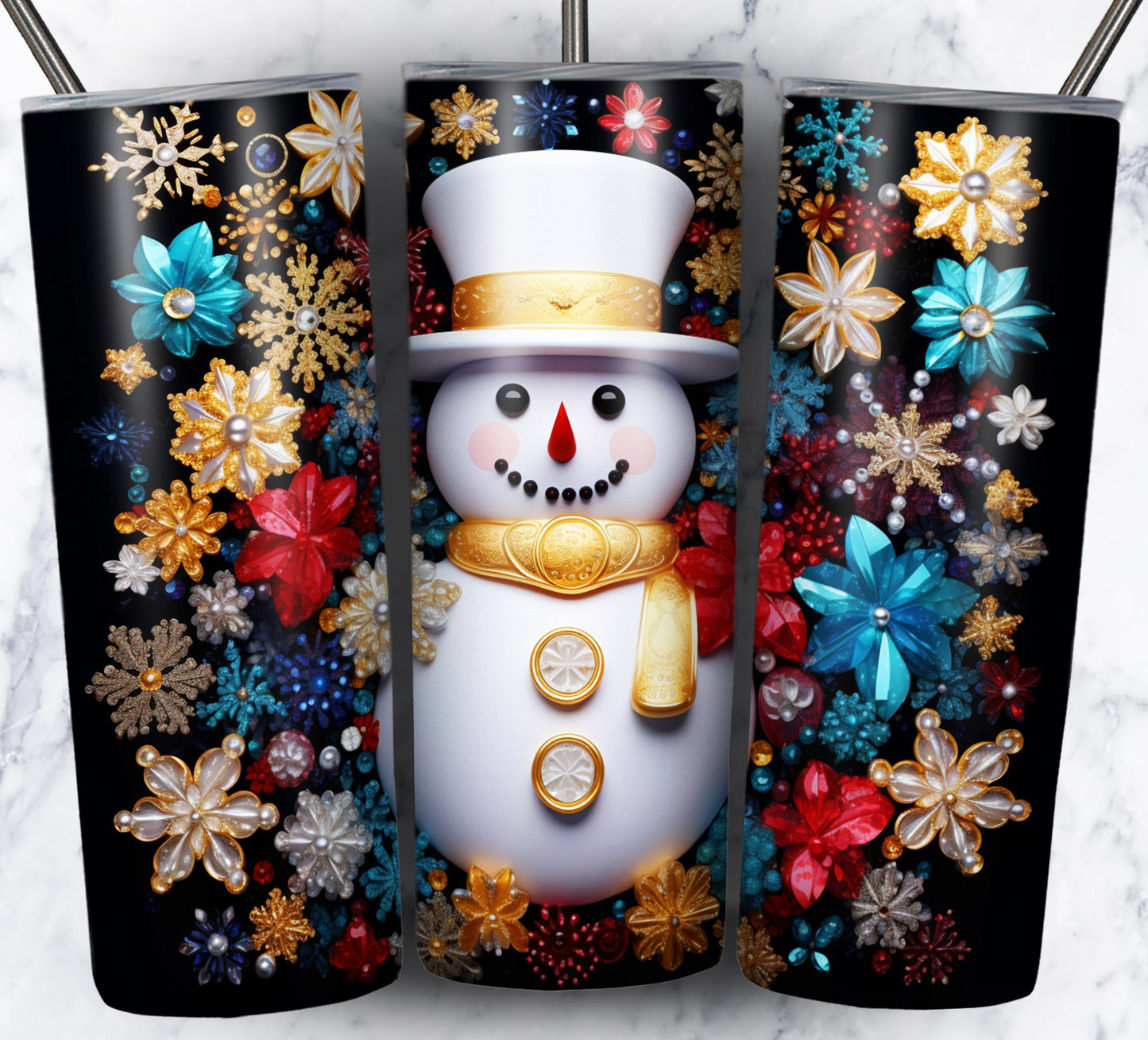 70 3D Christmas Snoman Sublimation 20oz Images Bundle