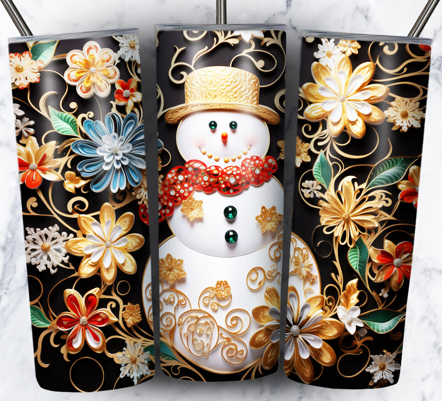 60+ 3D Christmas Floral Sublimation 20oz Images Bundle