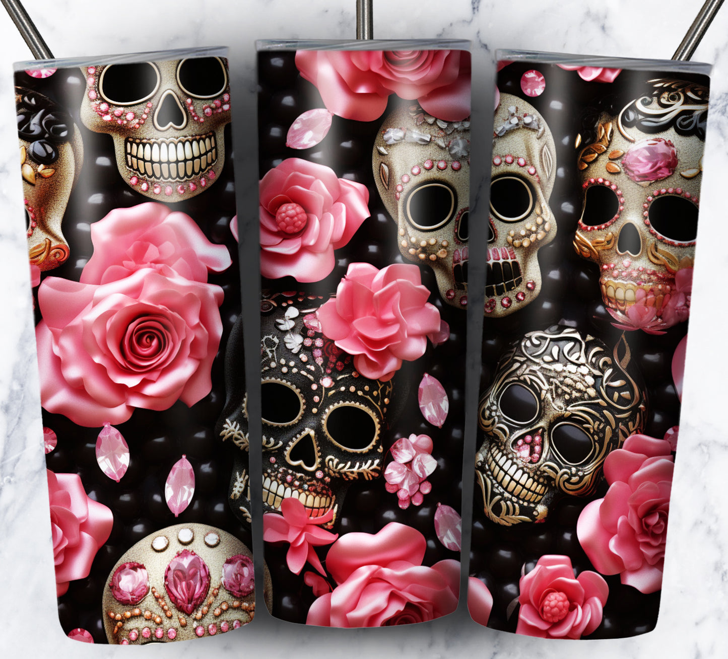 Skull Gems Sublimation 20oz Tumbler Images Bundle