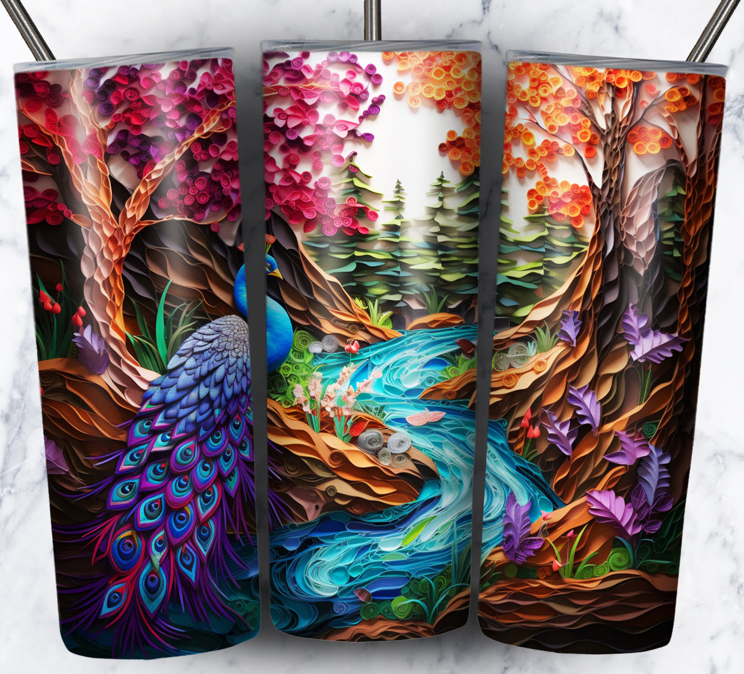 Paper Art Scenery Sublimation 20oz Tumbler Images Bundle