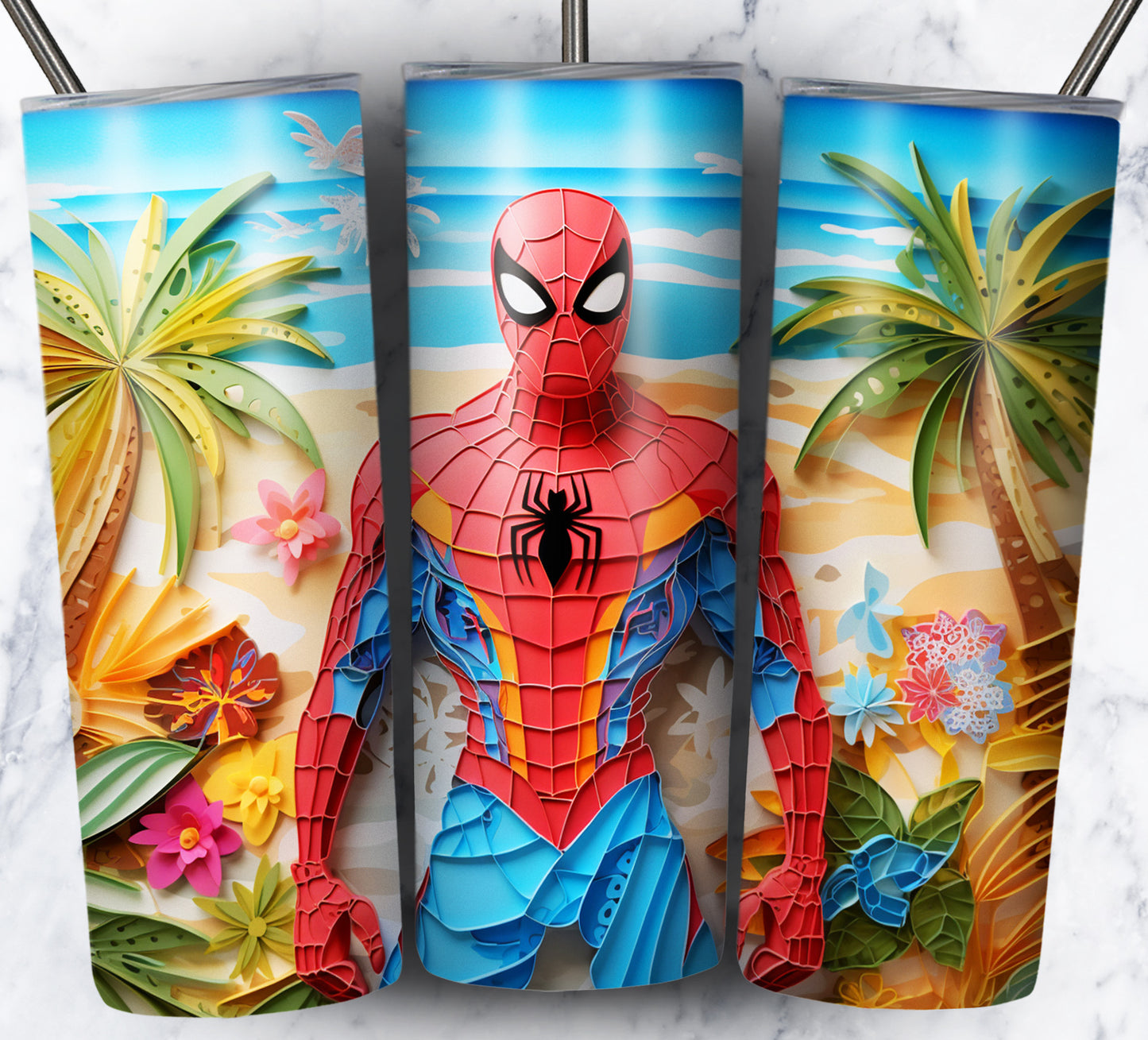 Cartoon Paper Beach Sublimation 20oz Tumbler Images Bundle