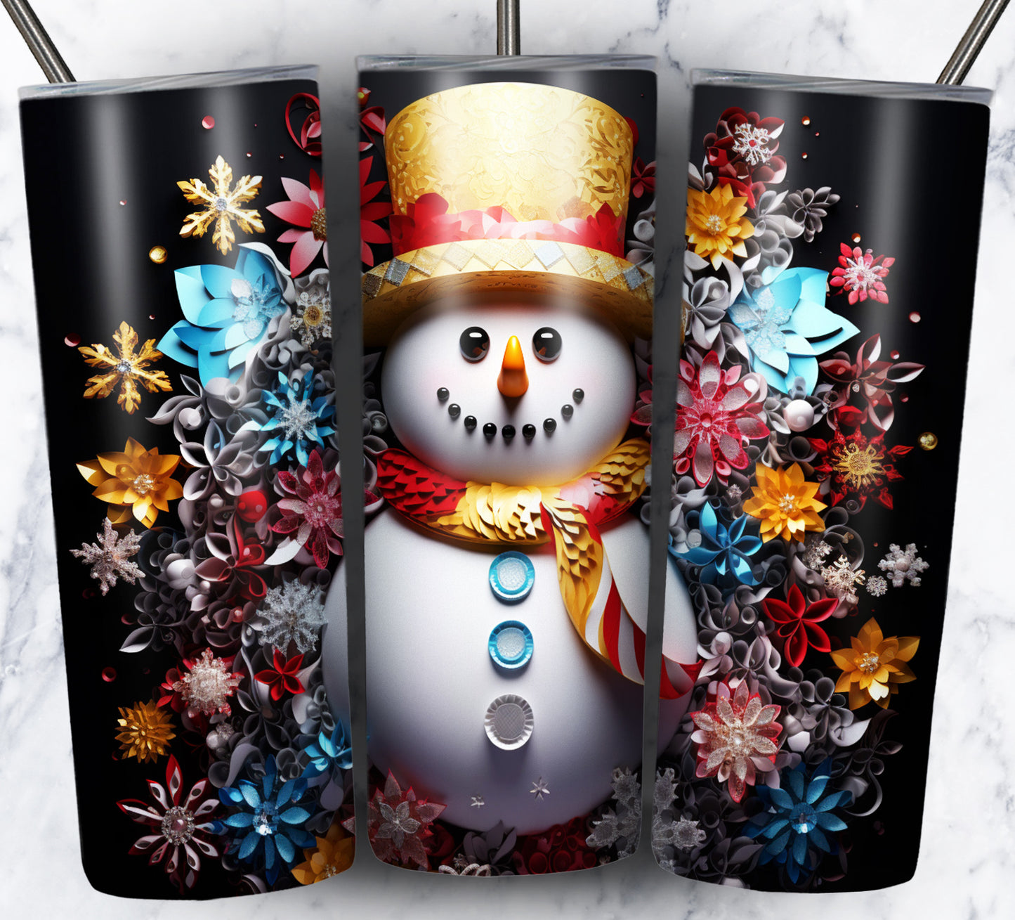 70 3D Christmas Snoman Sublimation 20oz Images Bundle