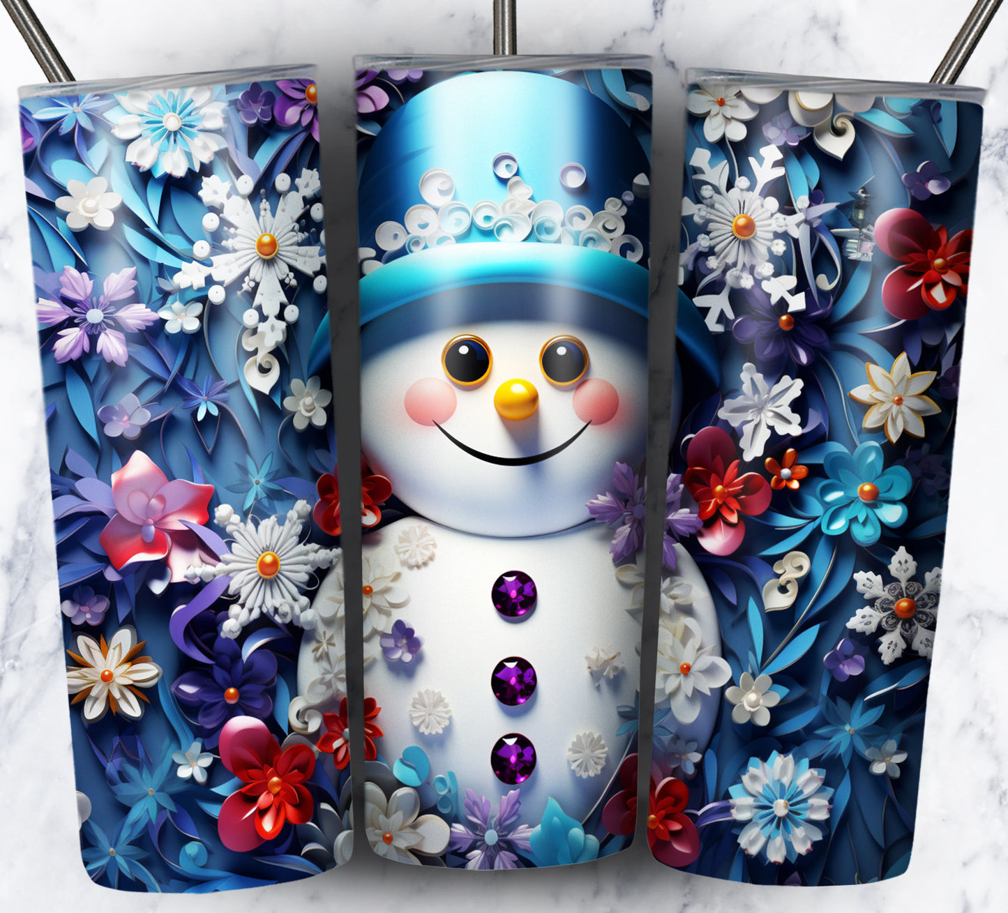 70 3D Christmas Snoman Sublimation 20oz Images Bundle