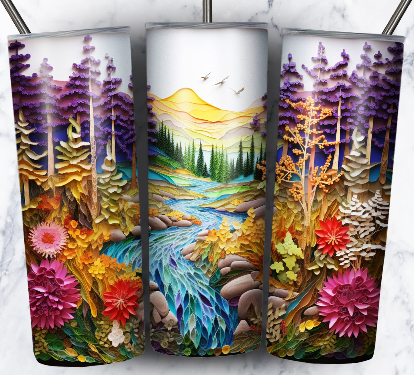 Paper Art Scenery Sublimation 20oz Tumbler Images Bundle